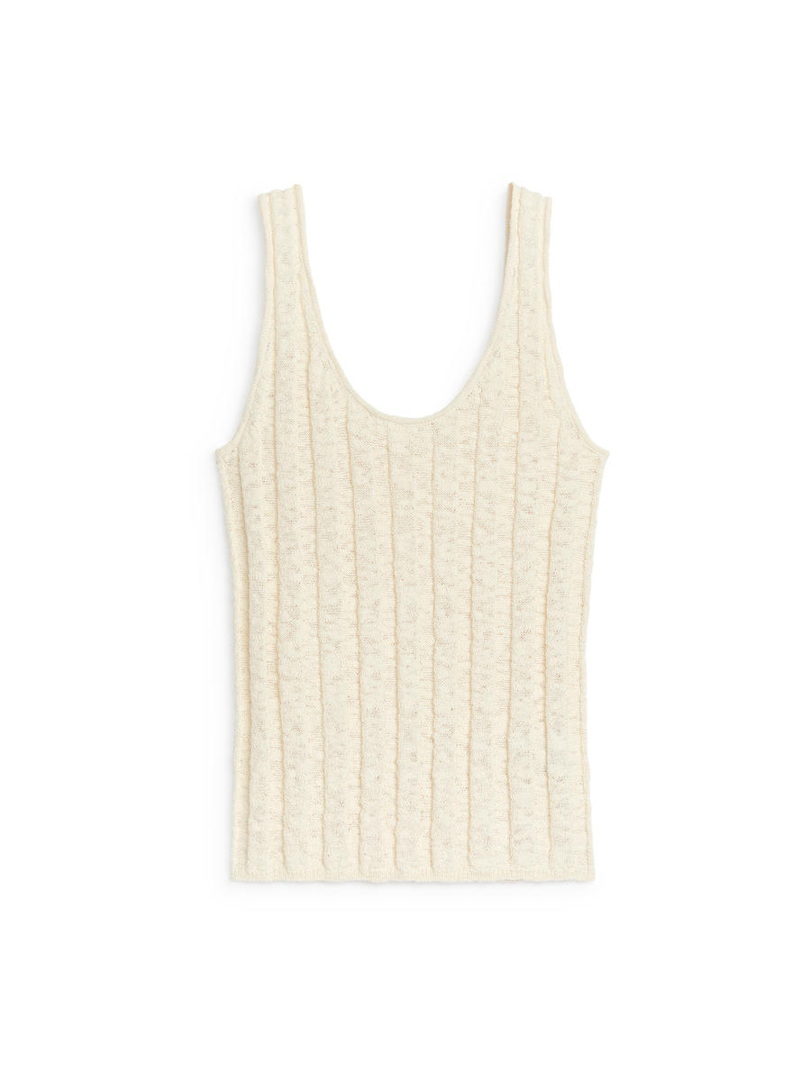 Bouclé Tank Top - White Melange - Slim fit - Women - 1236690001