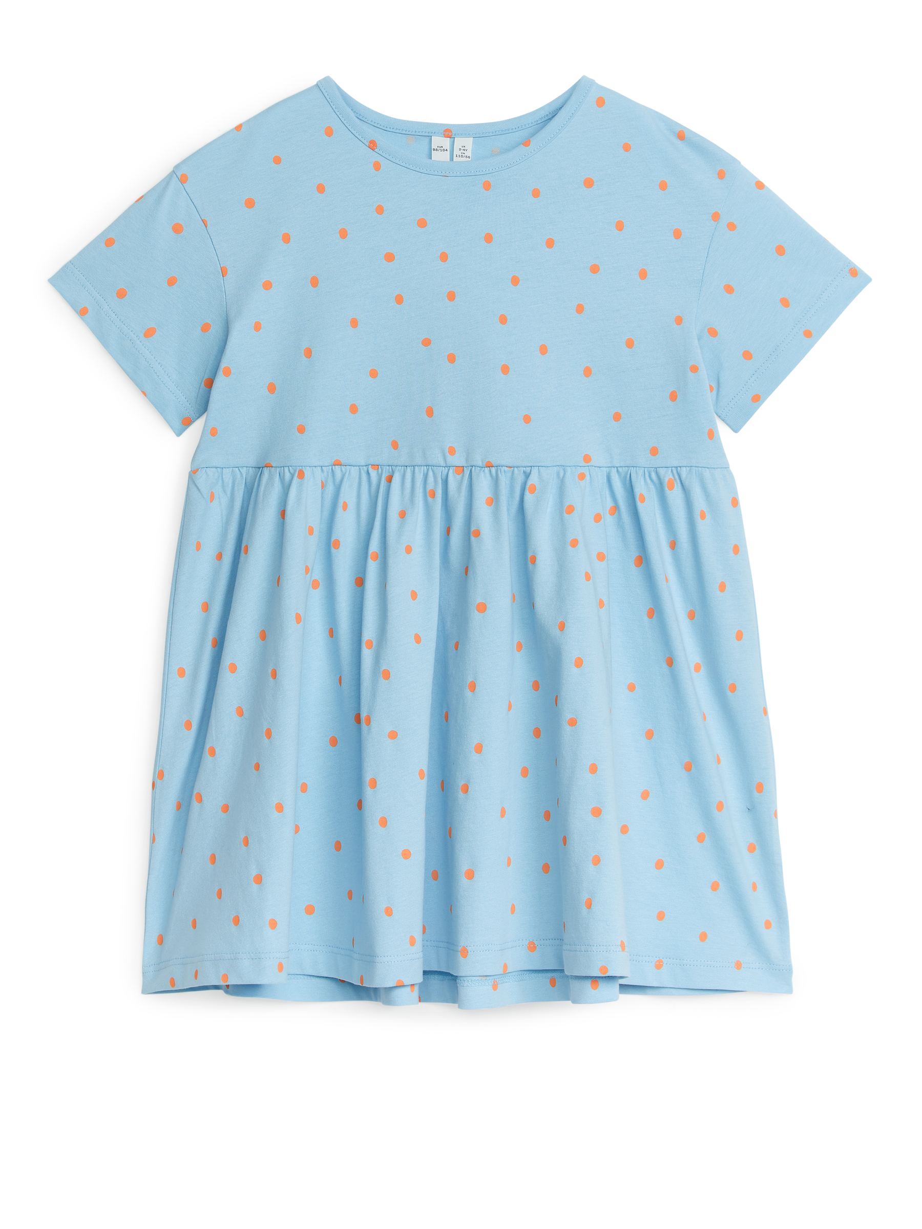 Kurzärmeliges Jerseykleid mit Kräuseln - Hellblau/Orange - Regular Fit - Children - StillMedia/DescriptiveStillLife - 1