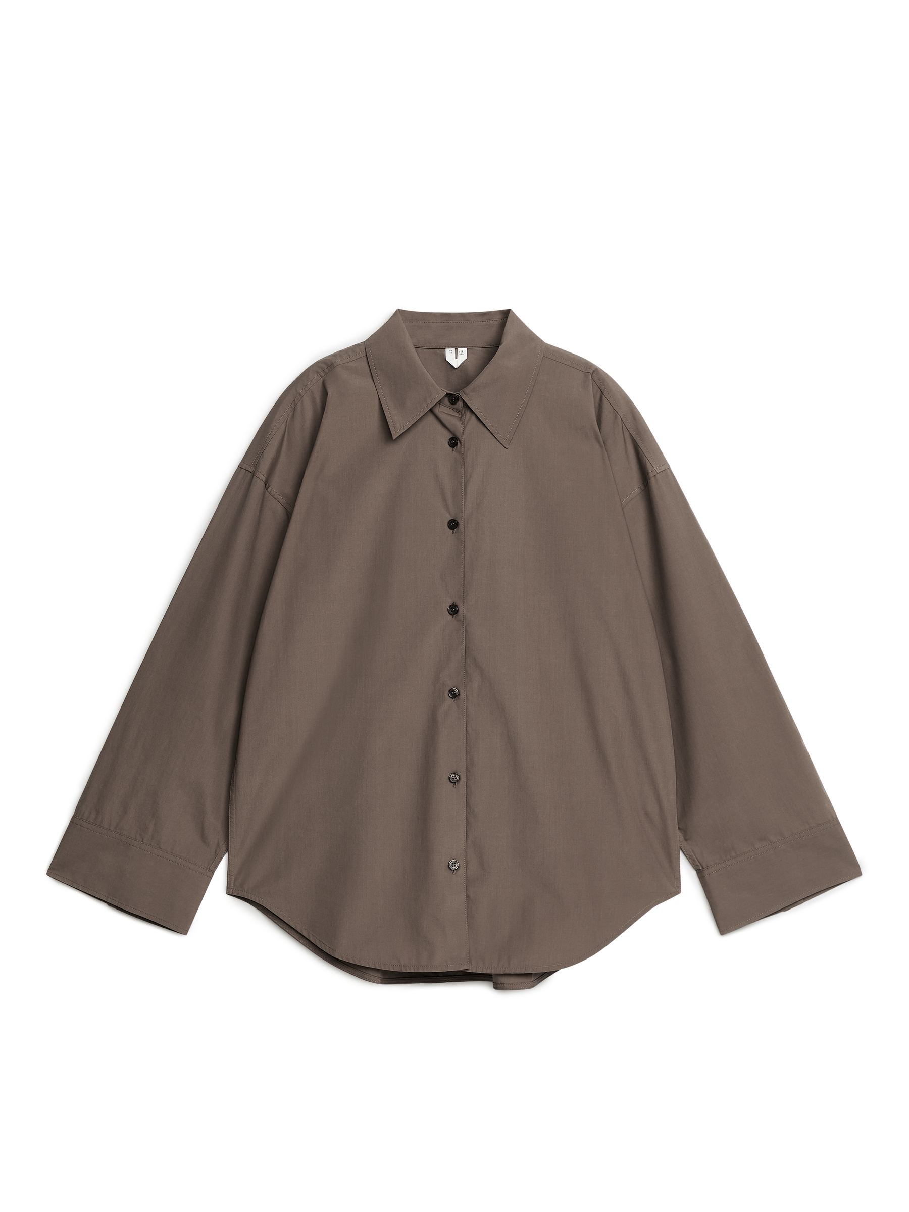 Relaxed Poplin Shirt-#6C5B51-1630