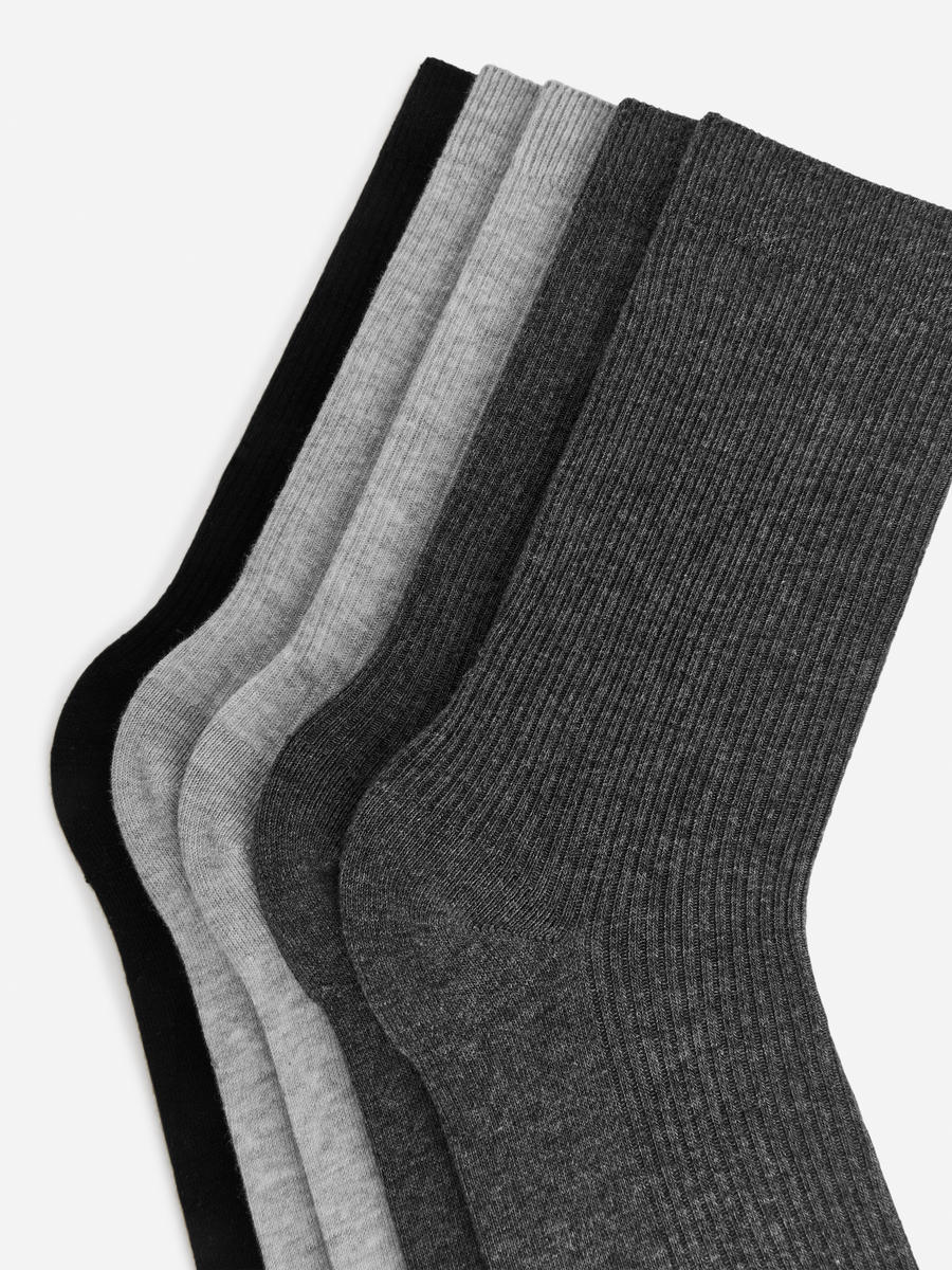 Gerippte Baumwollsocken im 5er-Pack-#B2B1B5-6131