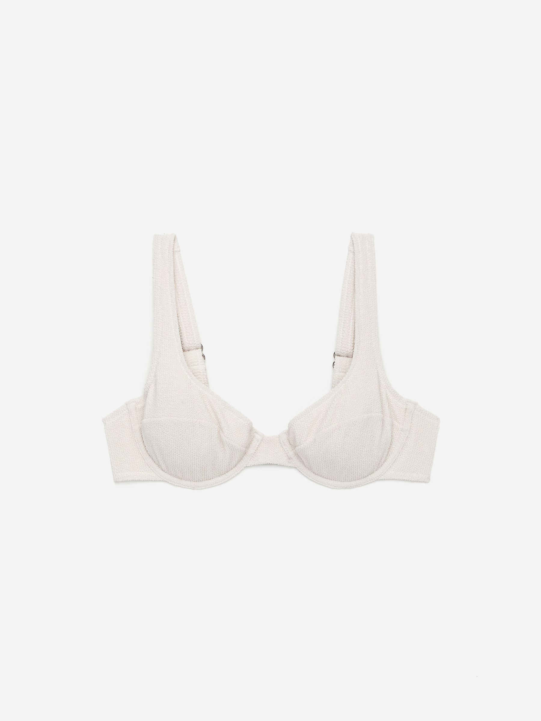 Crinkle Wired Bikini Top-White-15300