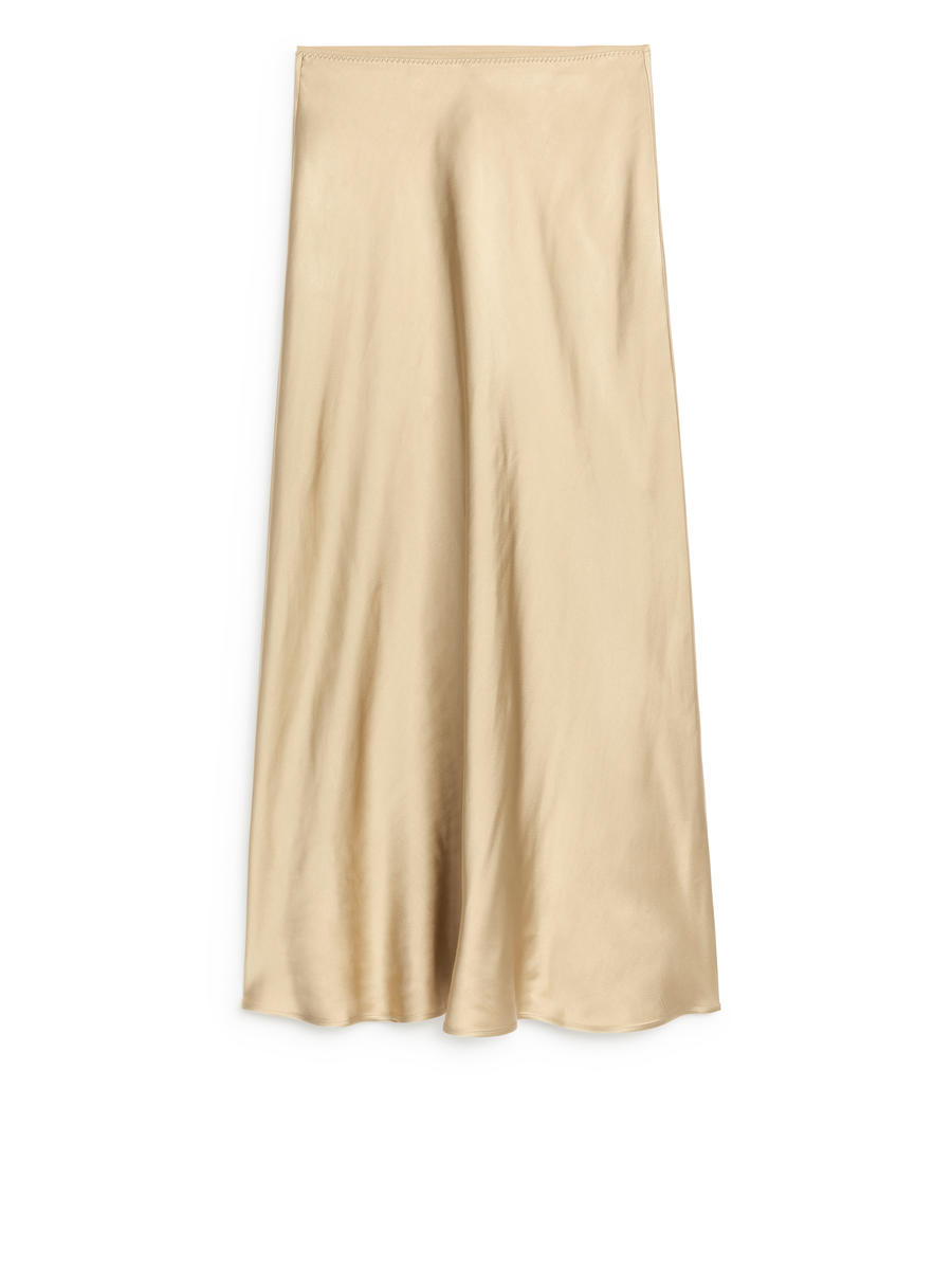 Maxi Satin Skirt - Beige - Regular fit - Women - 1157074007