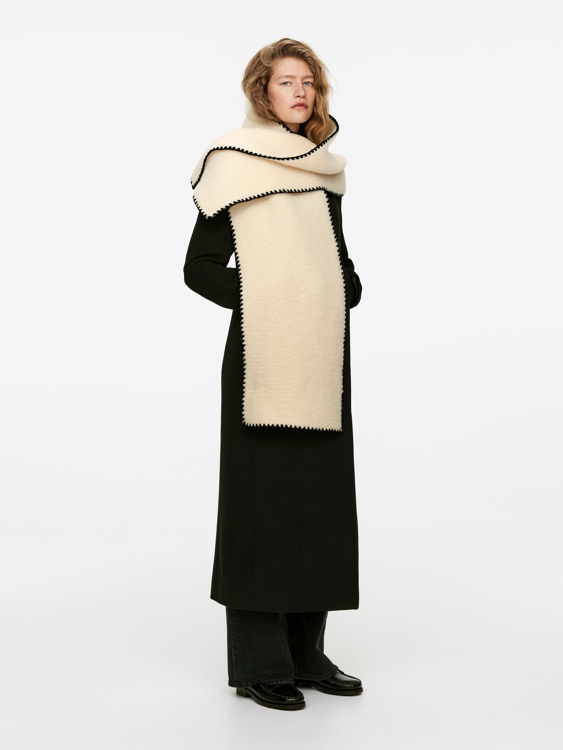 Blanket-Stitch Scarf - Beige - Women - 1260932001