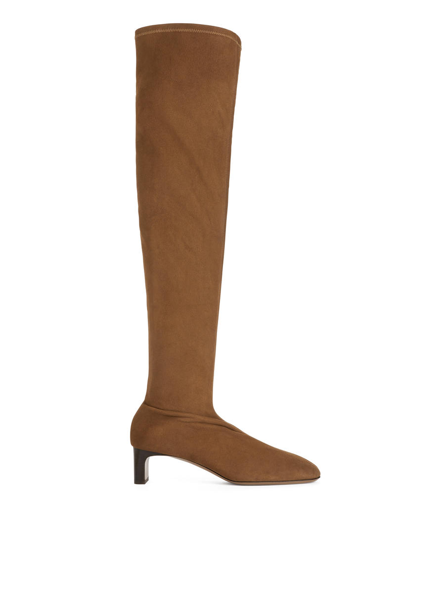 Suede Over Knee Boots-#68513C-7687