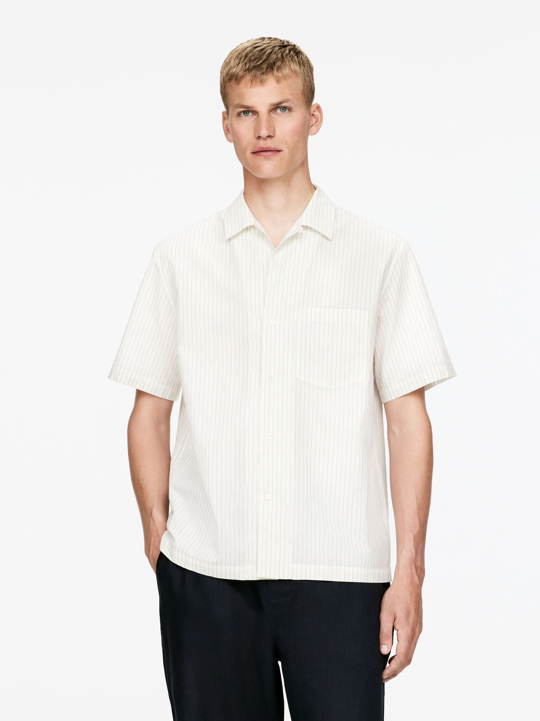 Cotton Resort Shirt-#EDEEE6-15831