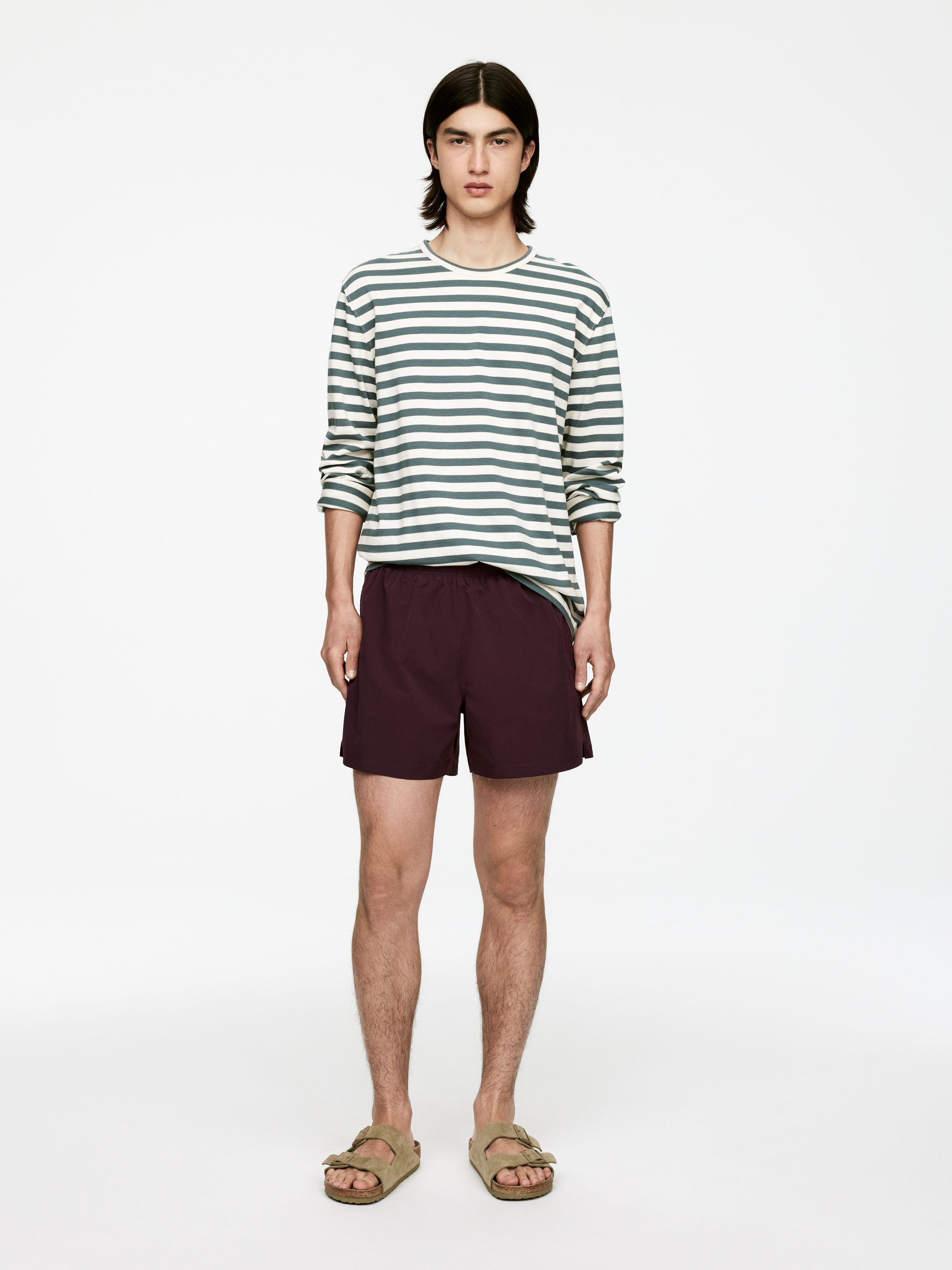 mens burgundy swim shorts