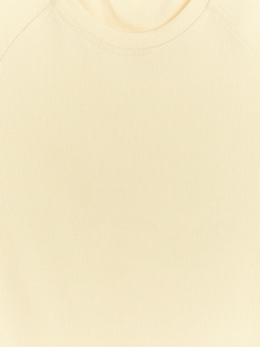 Ribbed T-Shirt - Light Yellow - Slim fit - Women - 1216665002