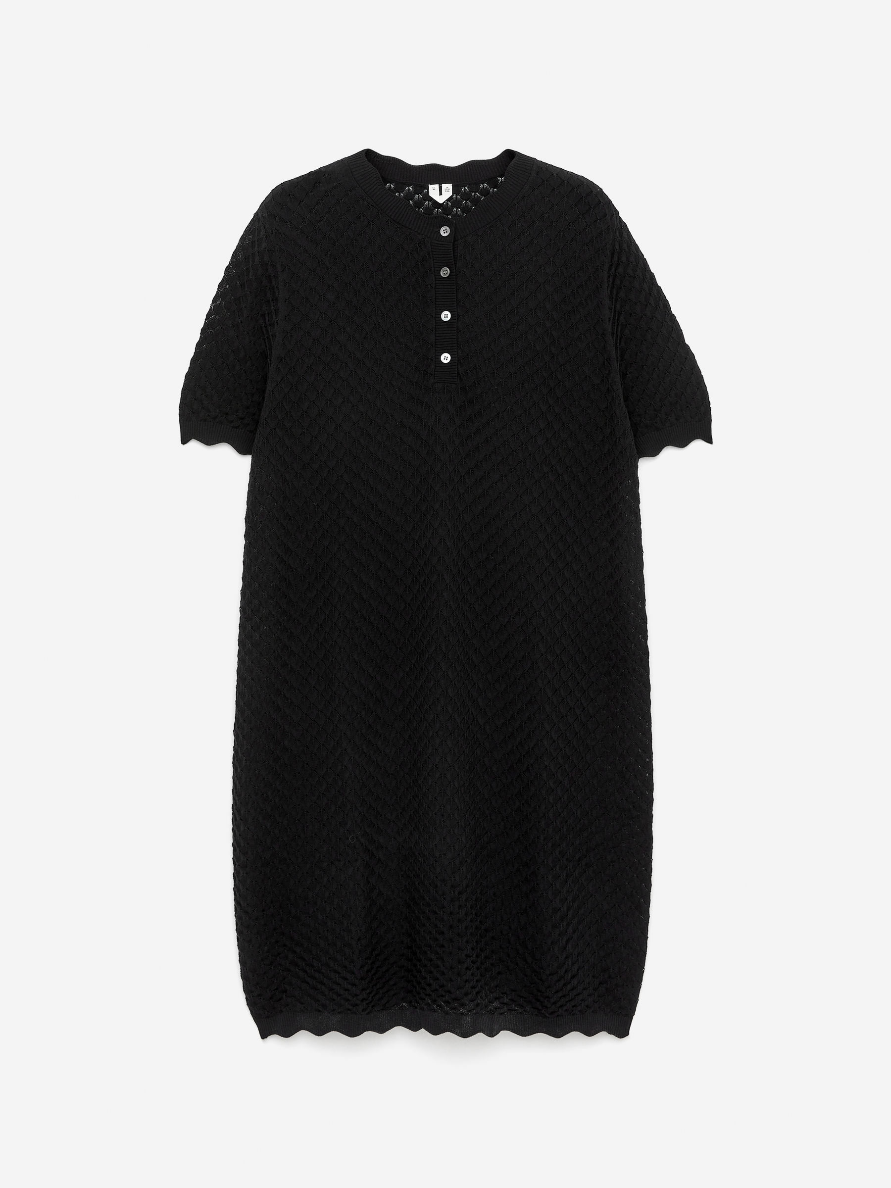 Strickkleid mit Lochmuster-Schwarz-15441