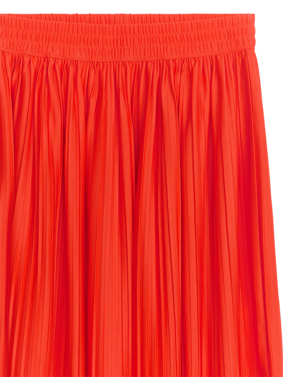 Pleated Midi Skirt-#BD433F-12635