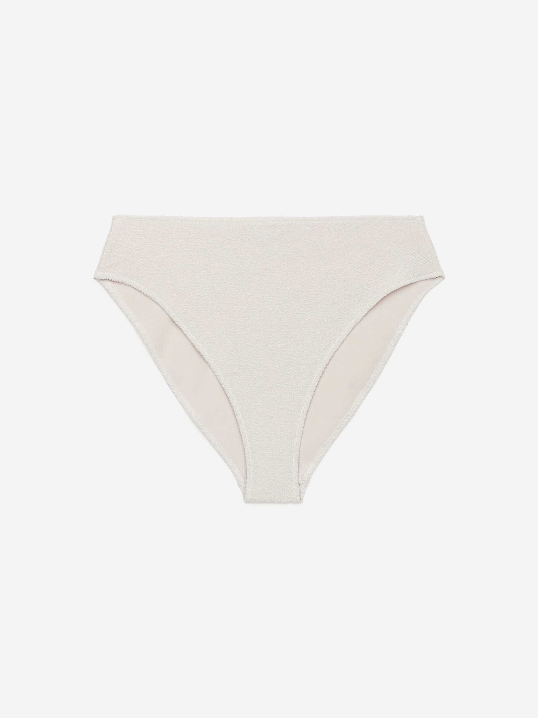 Mid Waist Crinkle Bikini Bottom-#F4F3E9-15303