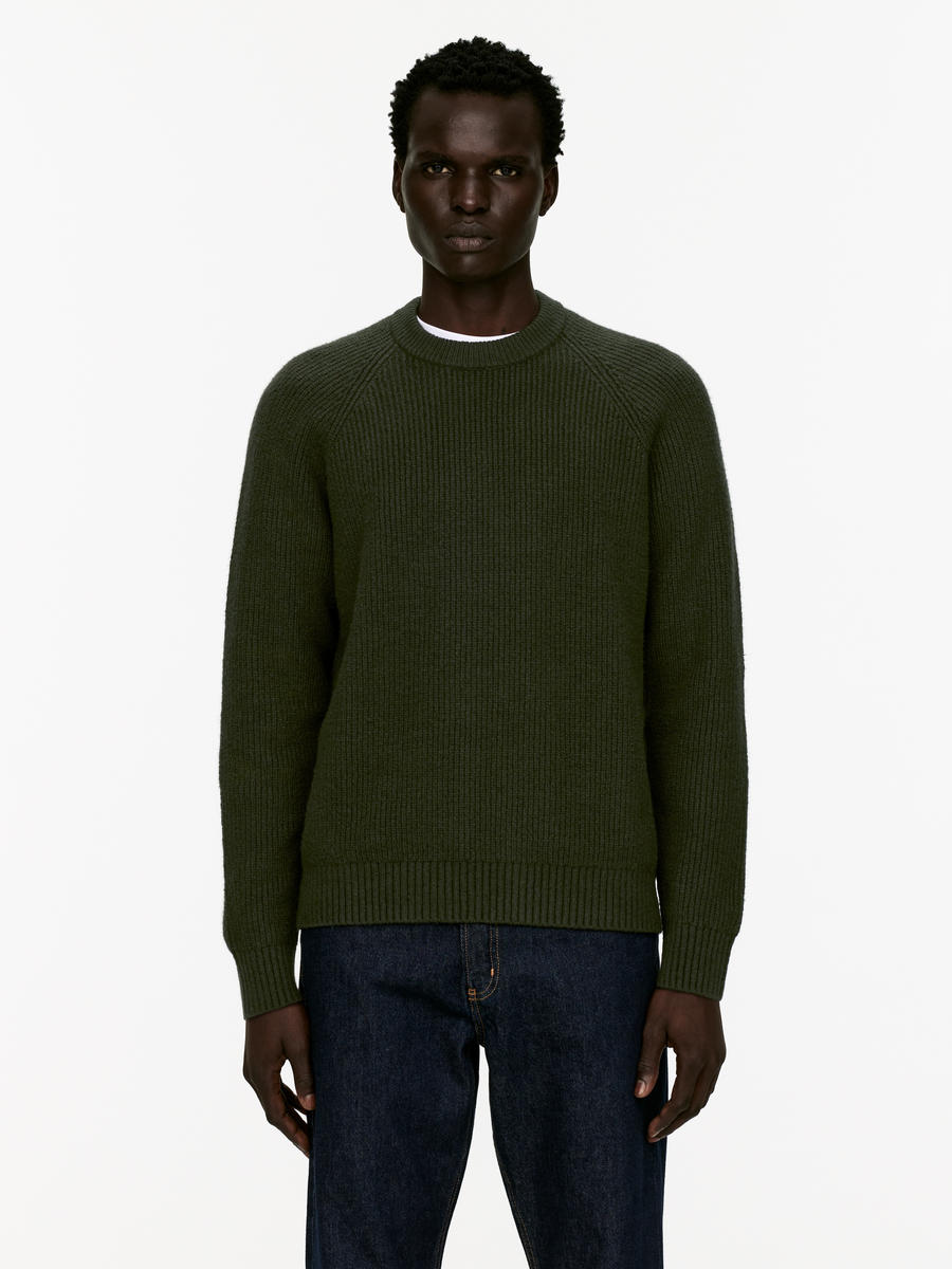 Rib Knit Crewneck Jumper Dark Green Men ARKET DK