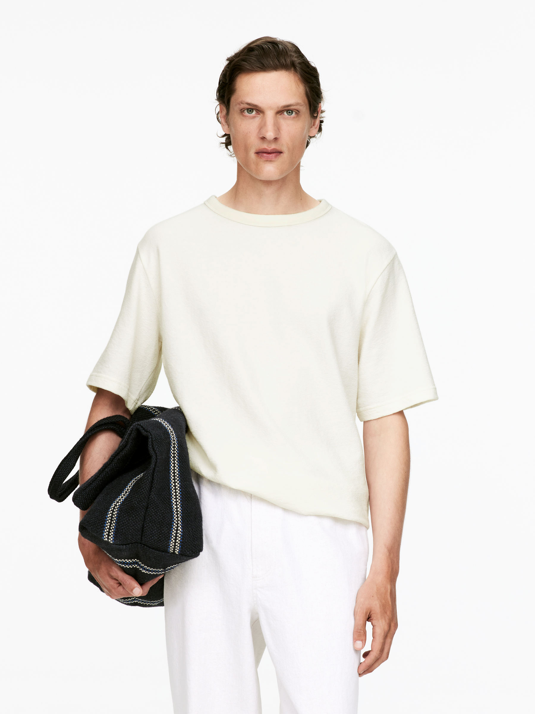 Relaxed Bouclé T-Shirt-#EEEDE4-15279