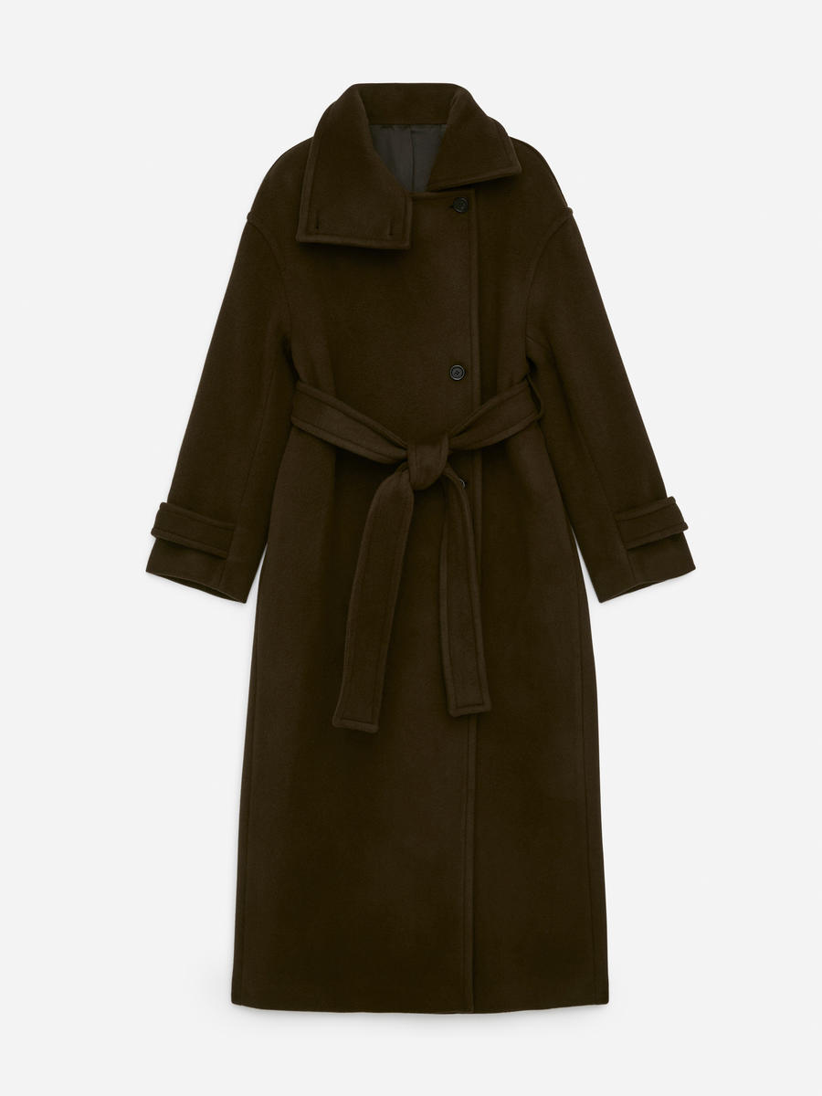 Oversized Wool-Blend Coat-#4F4C42-13495