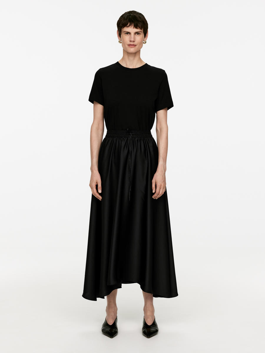 Midi Satin Skirt-#272628-5368