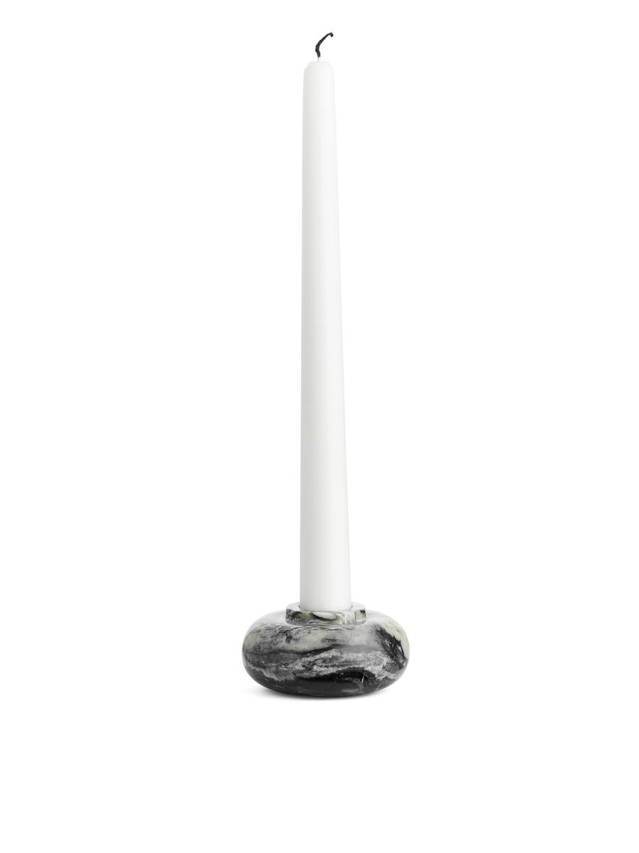 Marble Candle Holder-#7C8286-12958