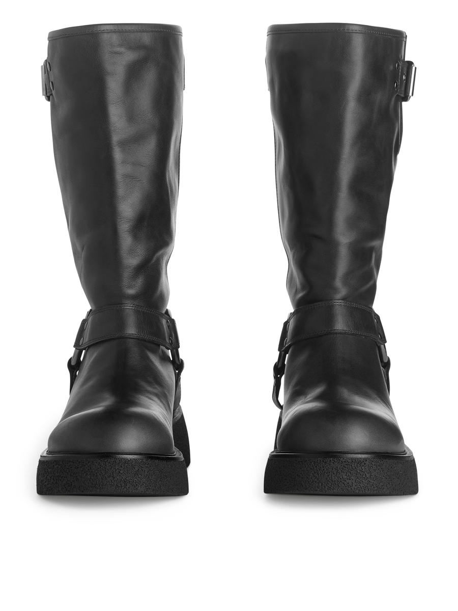 Leather Biker Boots-#272628-5694