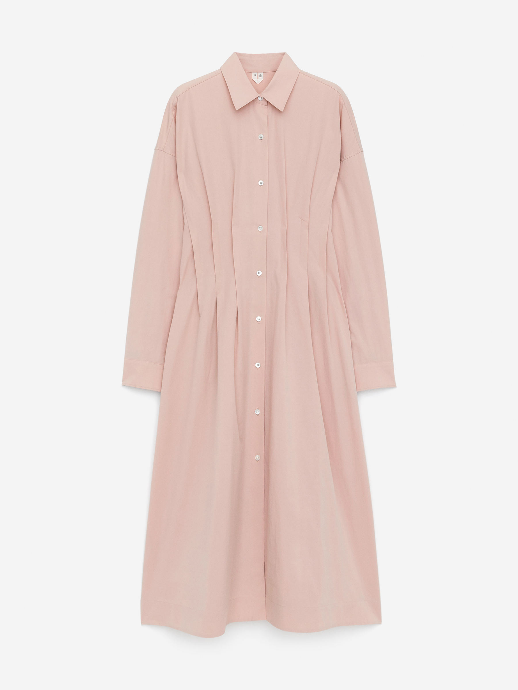 Pleated Shirt Dress-Orange-15936