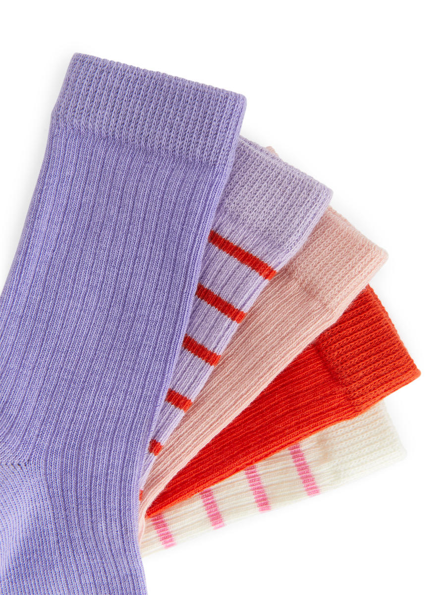 Rib Knit Baby Socks, 5 Pairs-#9687B7-12715