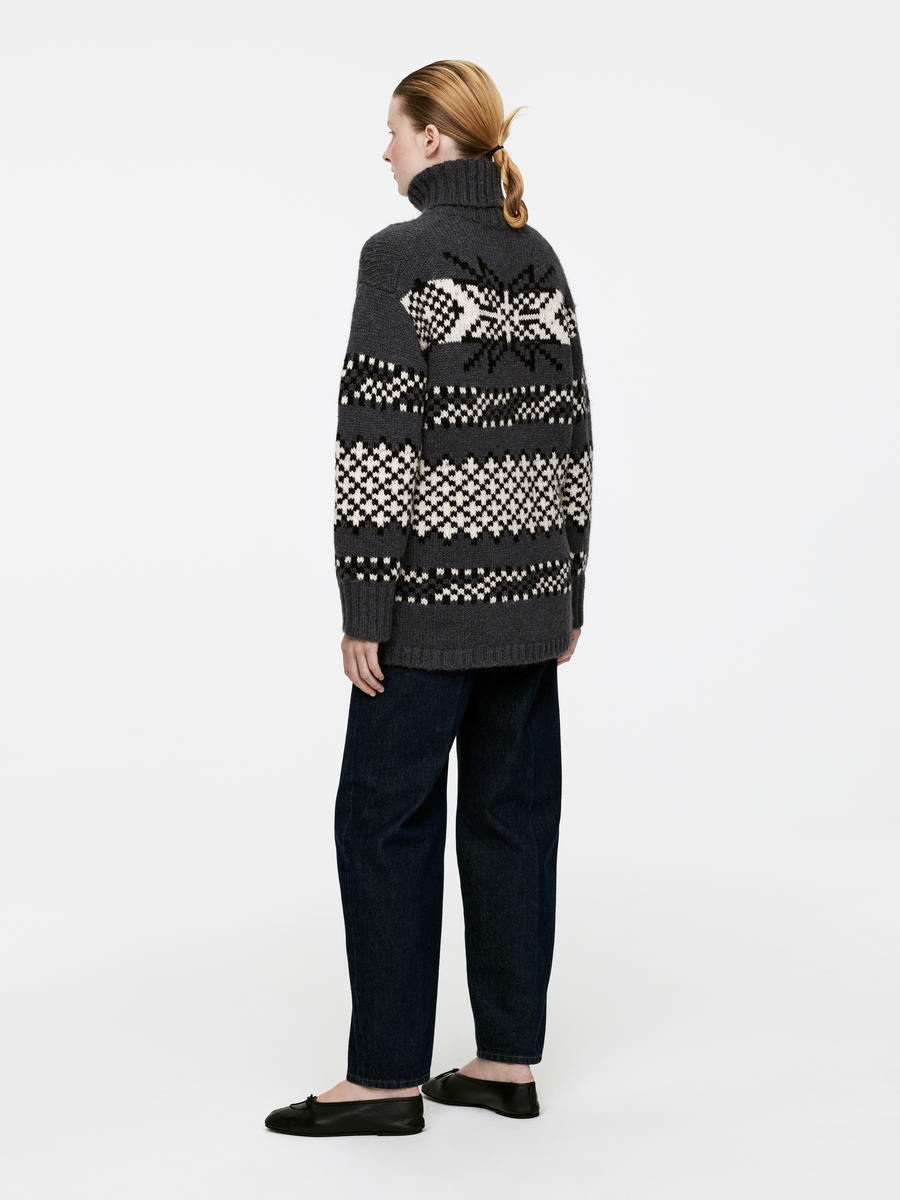 Wool-Alpaca Jacquard Jumper-#54585F-13729