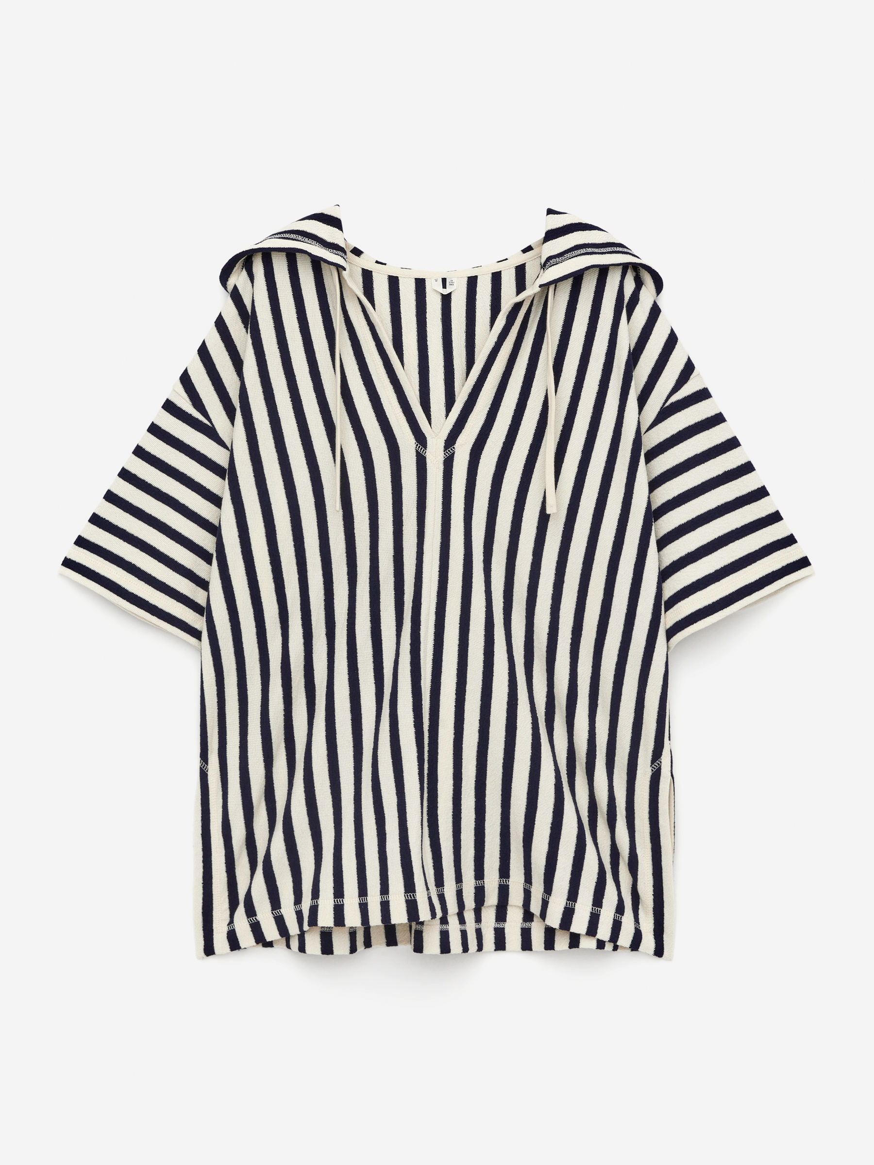 Hooded Towel Top - Off White/Dark Blue - Loose fit - Women - StillMedia/DescriptiveStillLife - 1