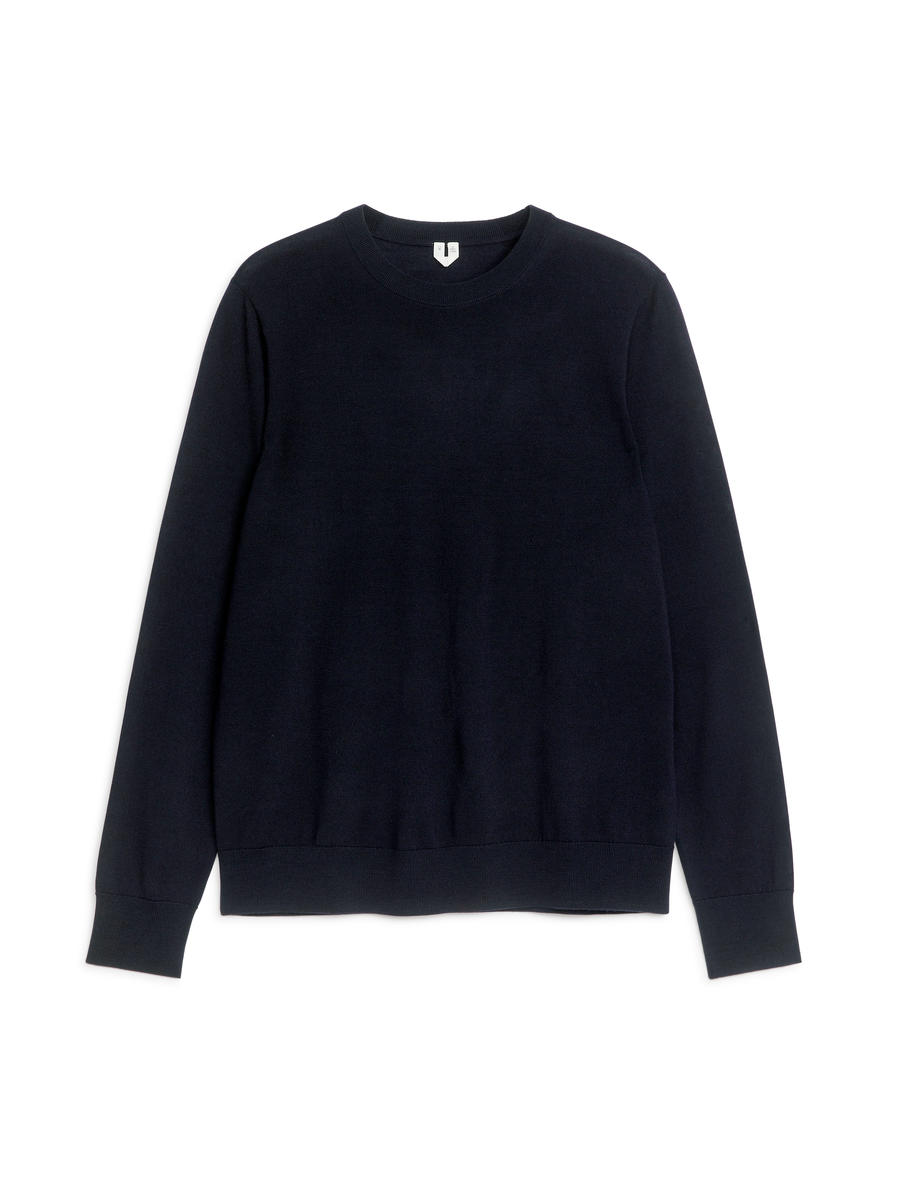 Fine Knit Merino Jumper-#4C5164-10646