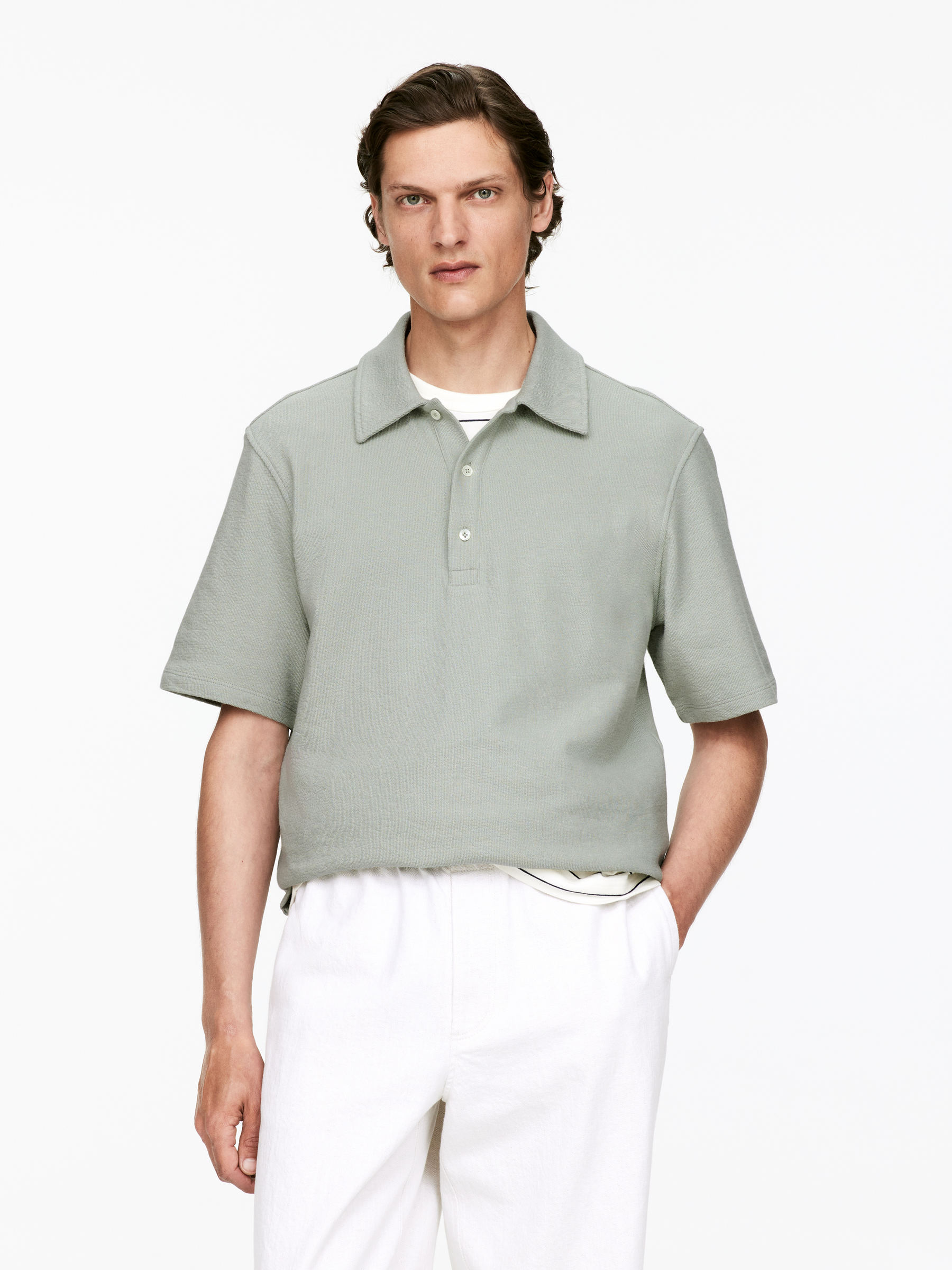 Short-Sleeve Polo Shirt-#A8ACA9-15631