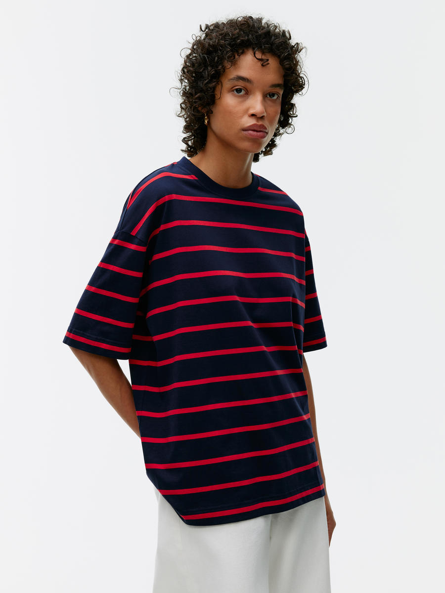 Oversized T-Shirt - Red/Dark Blue - Oversized - Women - 0886306026