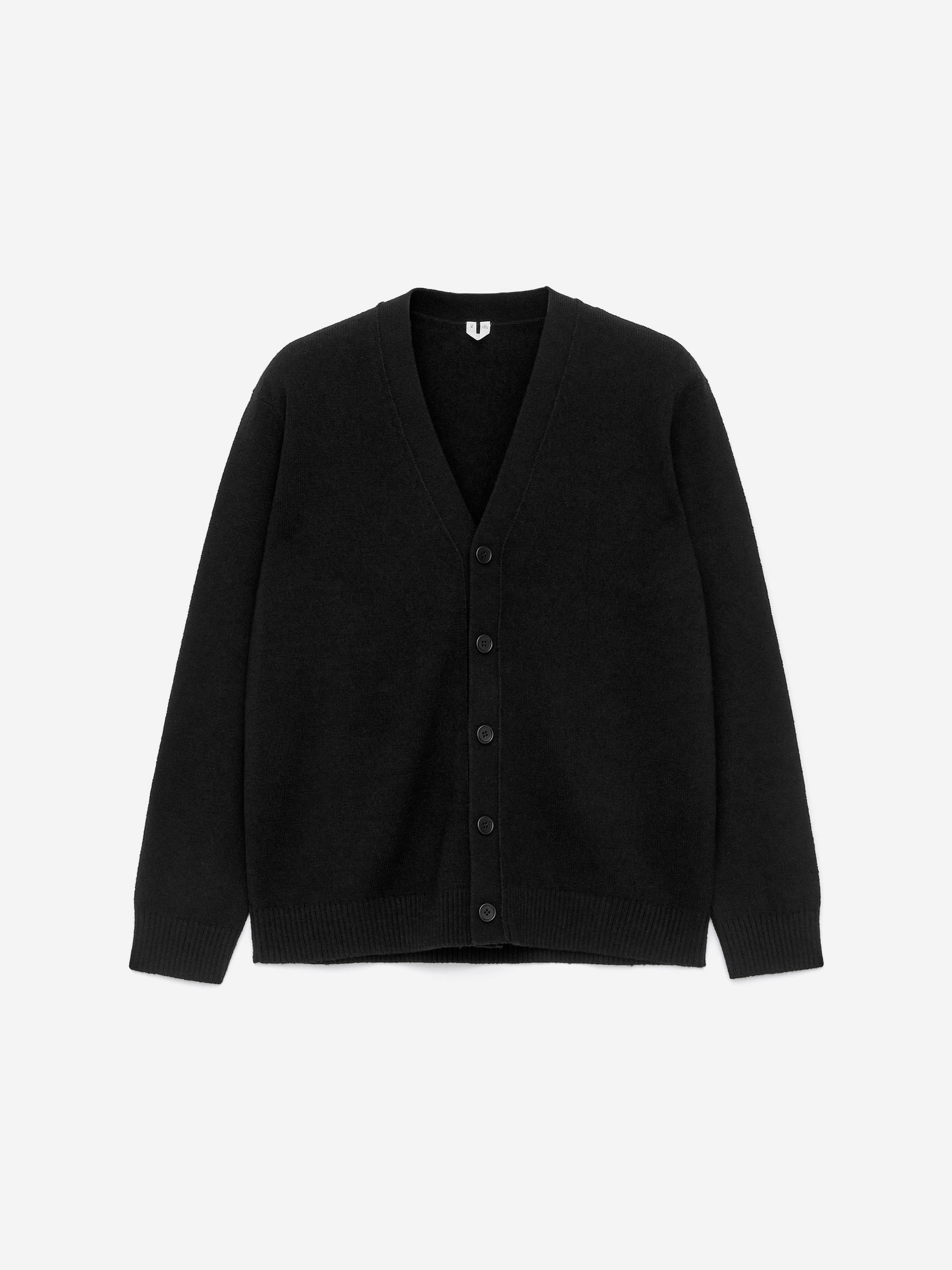 Wool Cotton Cardigan-Black-15858
