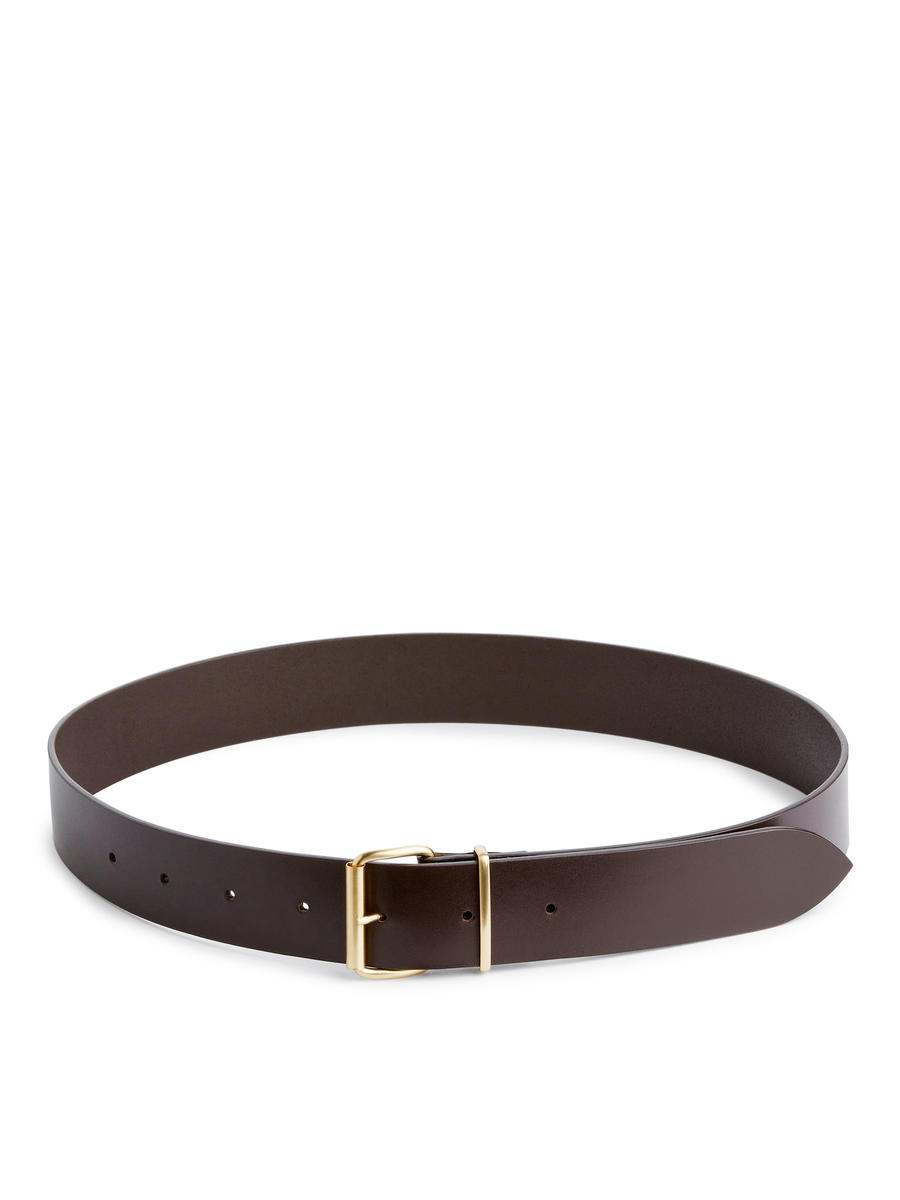 Wide Leather Belt-#443B33-12244