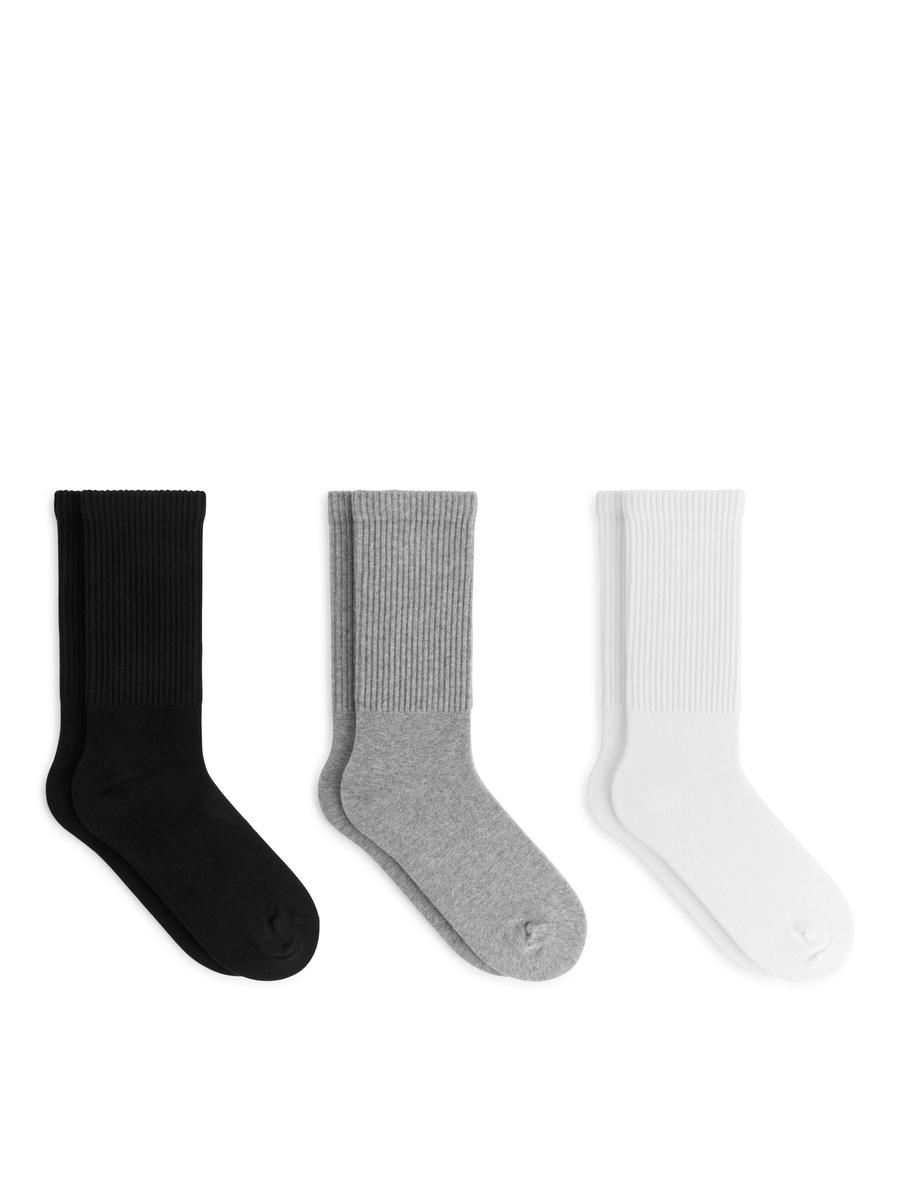 Sportliche Baumwollsocken im 3er-Pack-#FFFFFF-3790