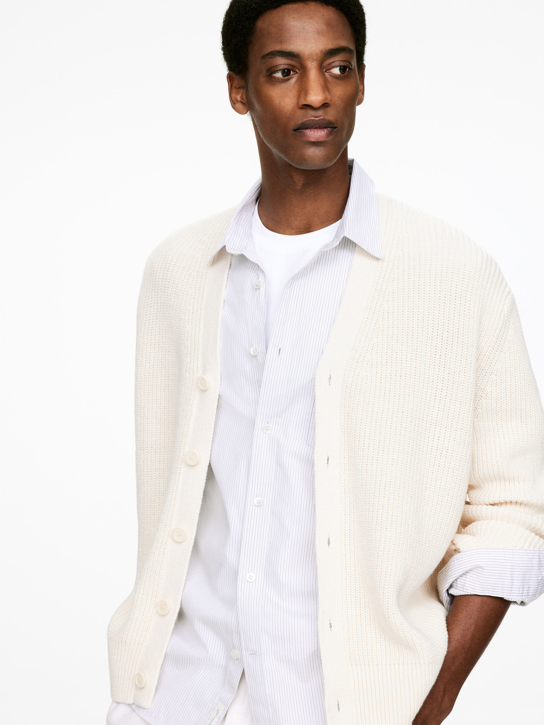 Cardigan en mélange de lin - Blanc cassé - Homme - StillMedia/Lookbook - 9