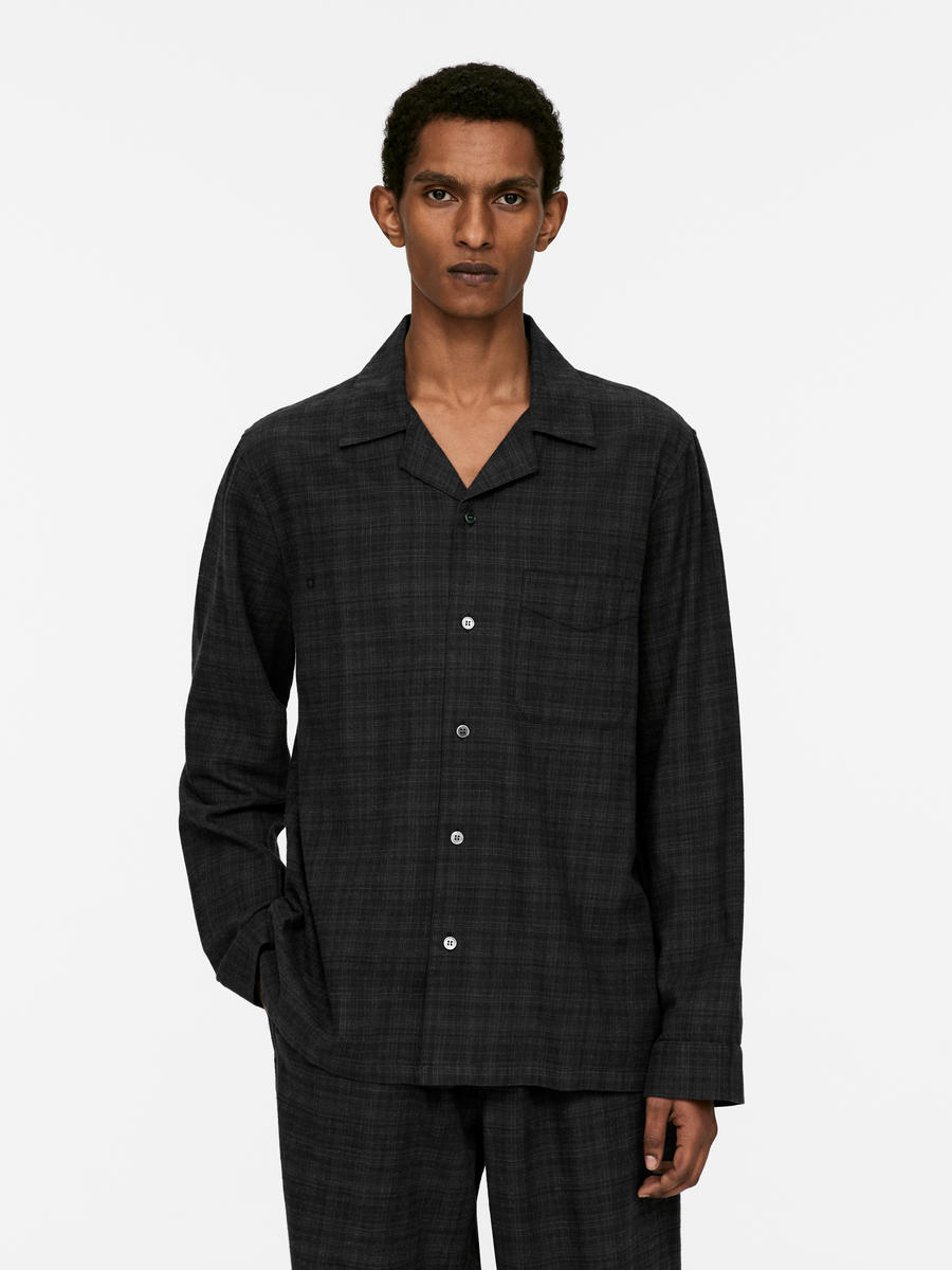 Flannel Pyjama Shirt-#494A4F-13565