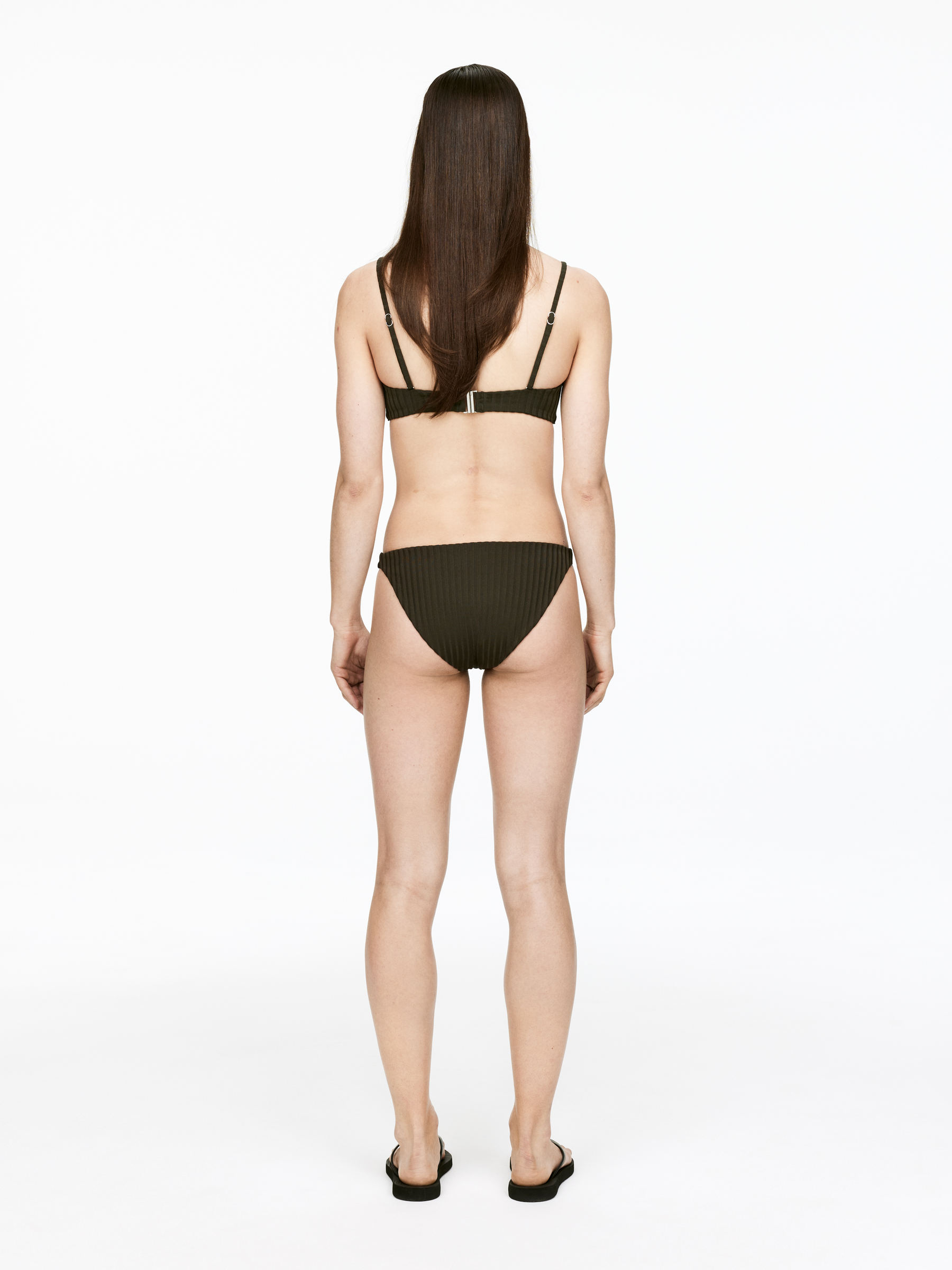 Ribbed Low-Waist Bikini Bottoms - Dark Khaki Green - Women - StillMedia/Lookbook - 5