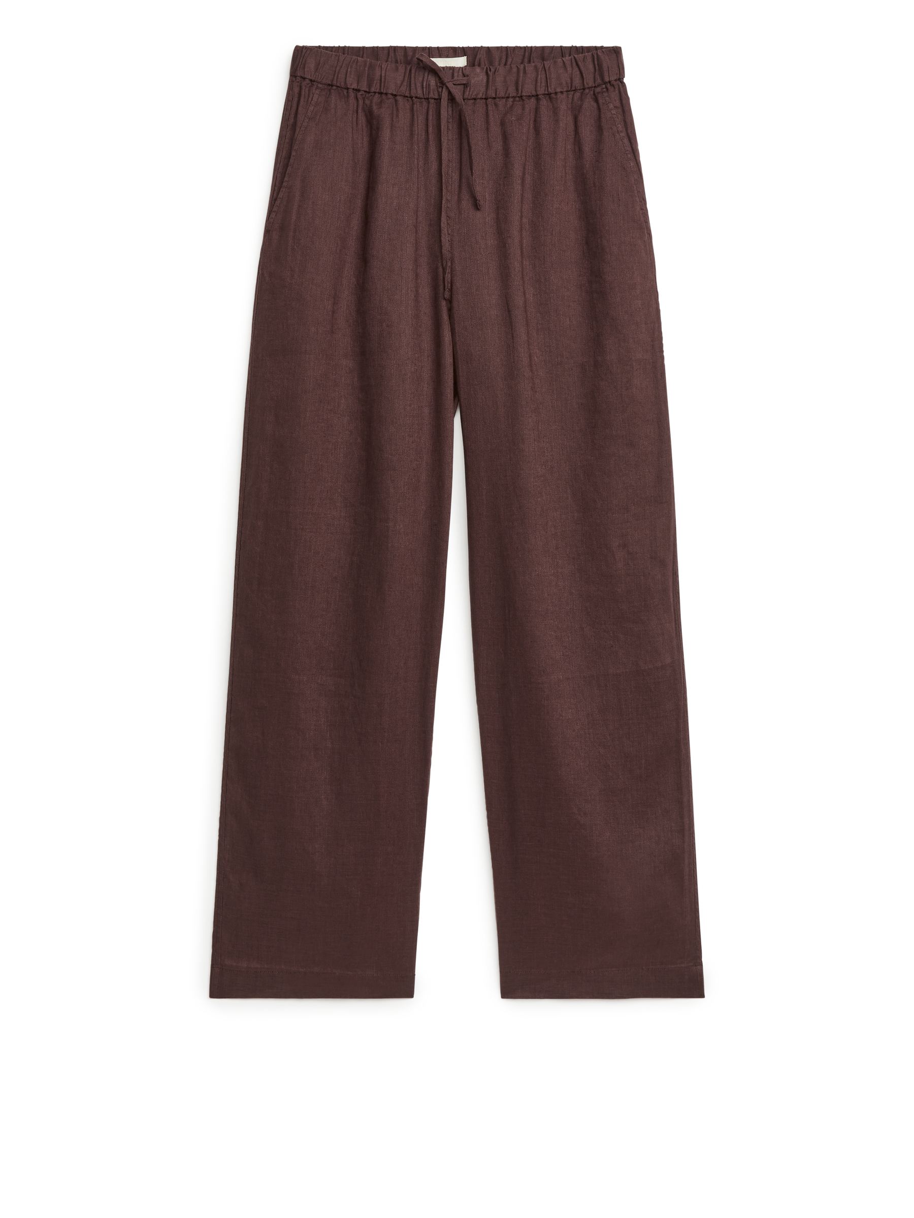 Linen Drawstring Trousers - Brown - Loose fit - Women - StillMedia/DescriptiveStillLife - 1