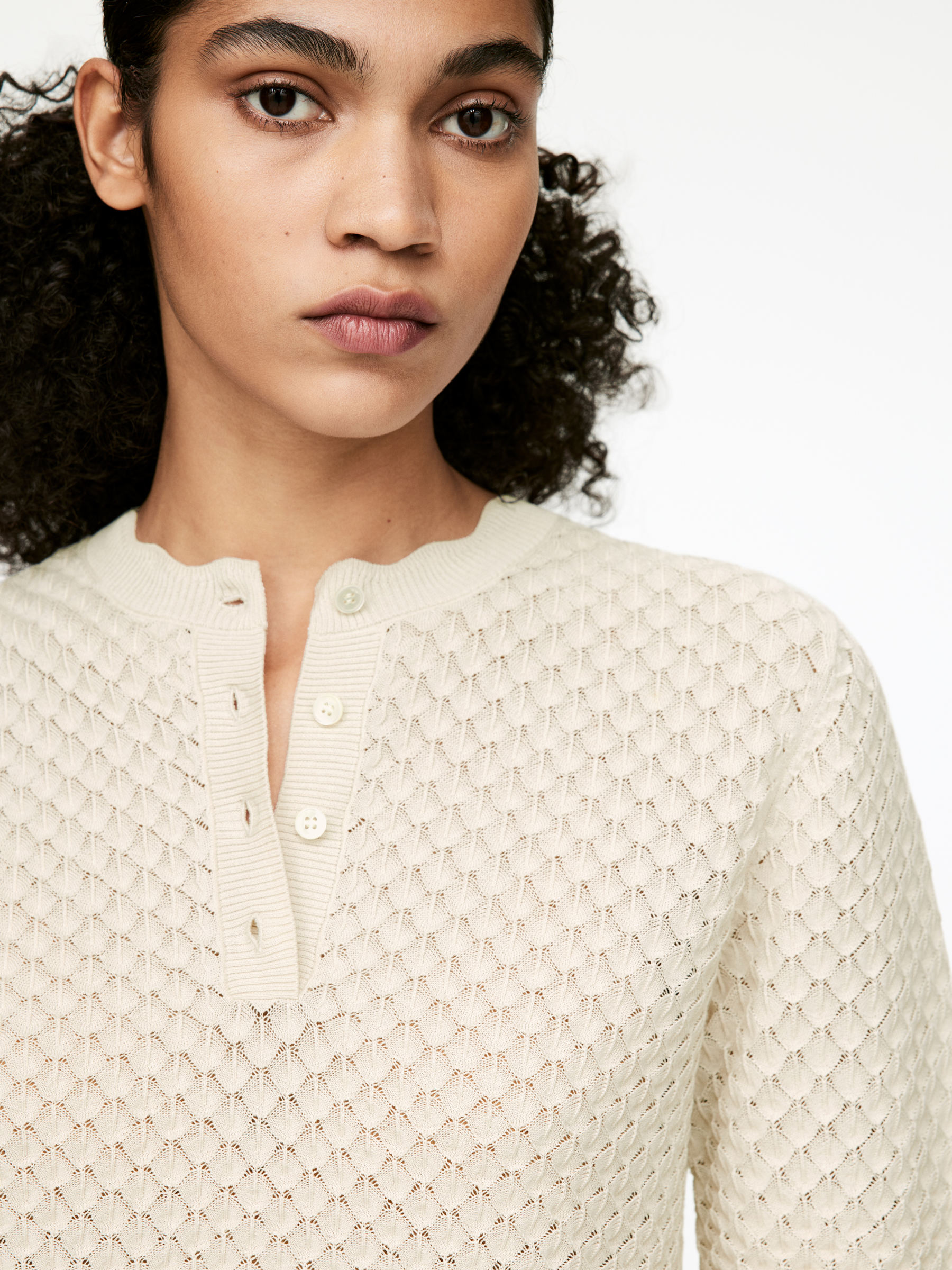 Open-Knit Top - Light Beige - Regular fit - Women - StillMedia/Lookbook - 3