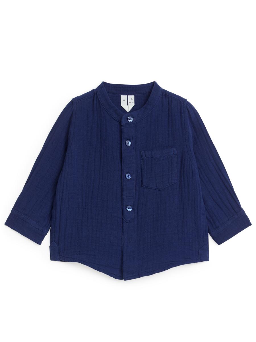 Cotton Muslin Shirt - Dark Blue - Loose fit - Children - 0956436004