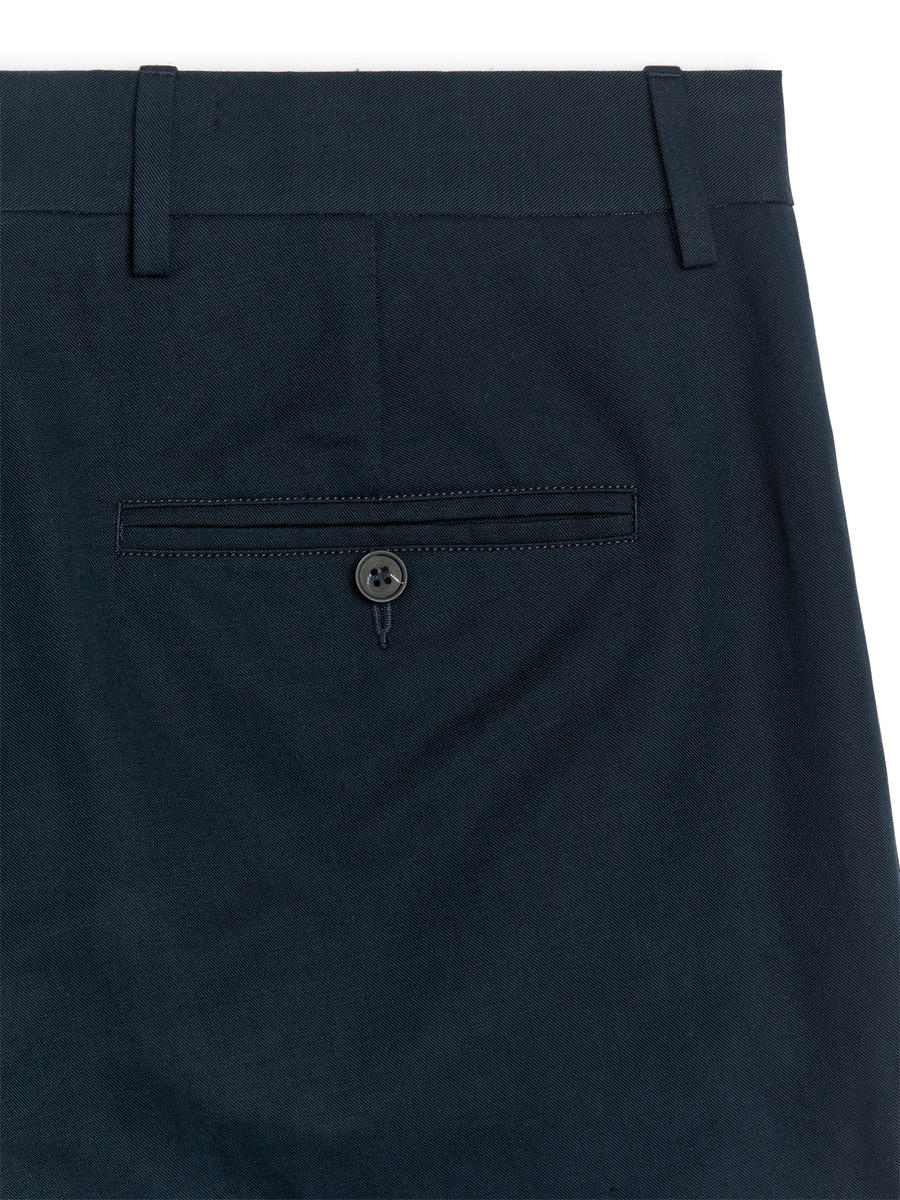 Slim Linen-Cotton Trousers - Dark Blue - Slim fit - Men - 1220276001