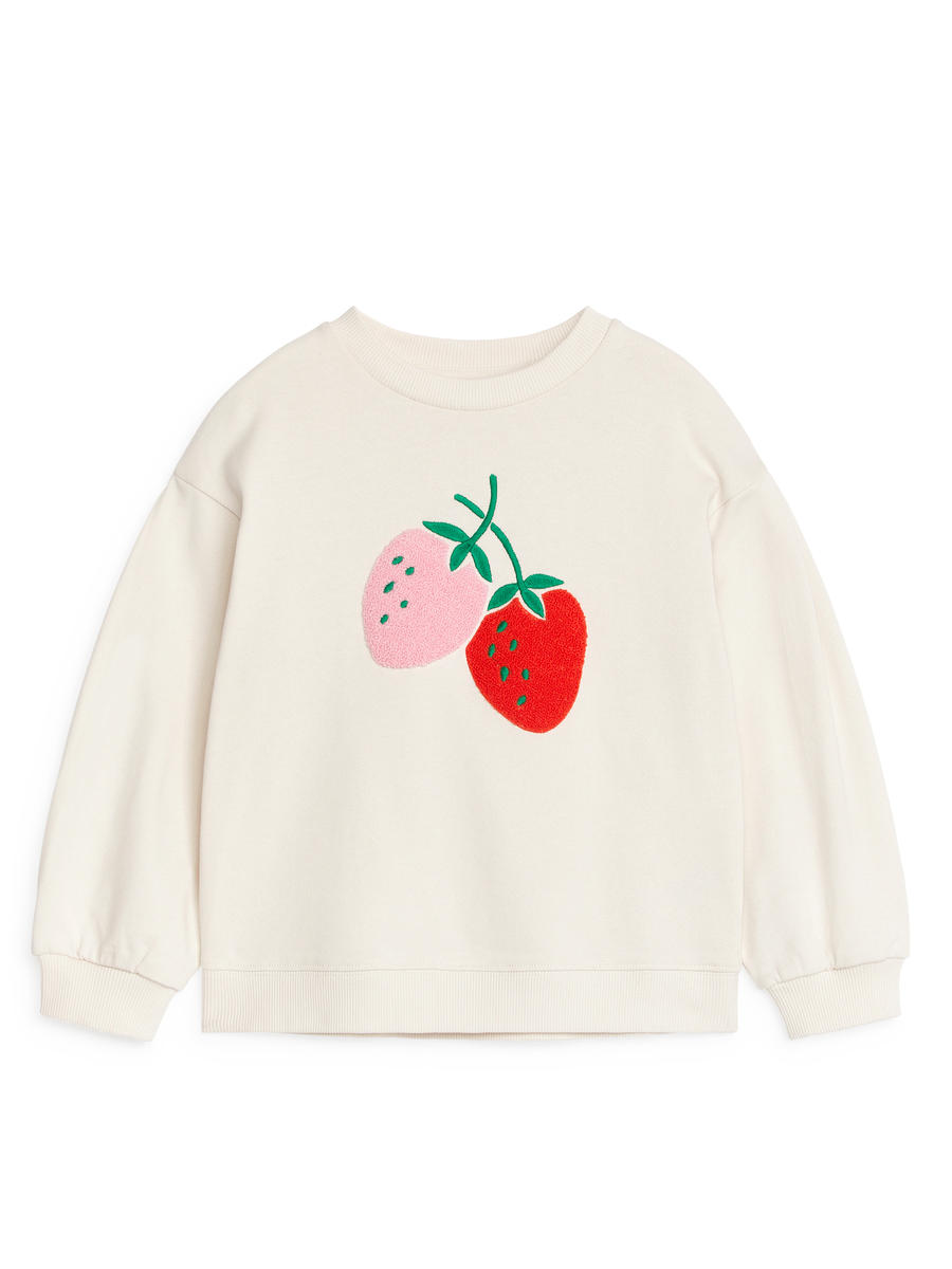 Embroidered Sweatshirt - Off White/Strawberries - Oversized - Children - 1233799002