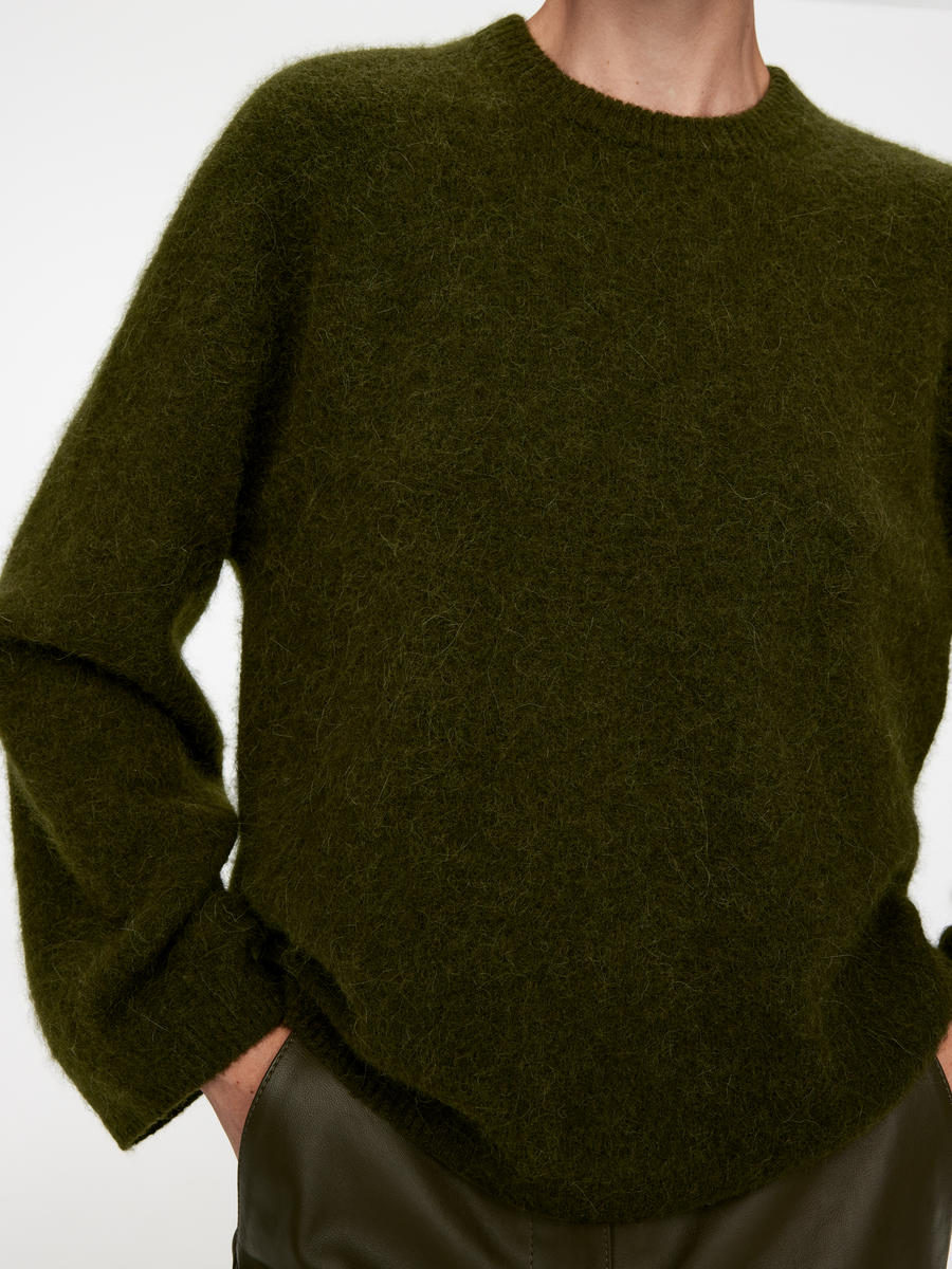 Alpaca-Wool Blend Jumper-#403C2D-11951