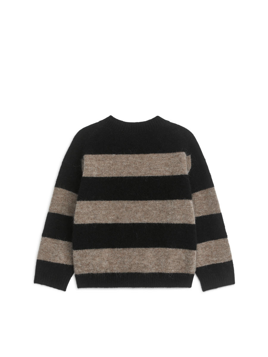 Striped Wool-Alpaca Blend Jumper-#83786B-2769