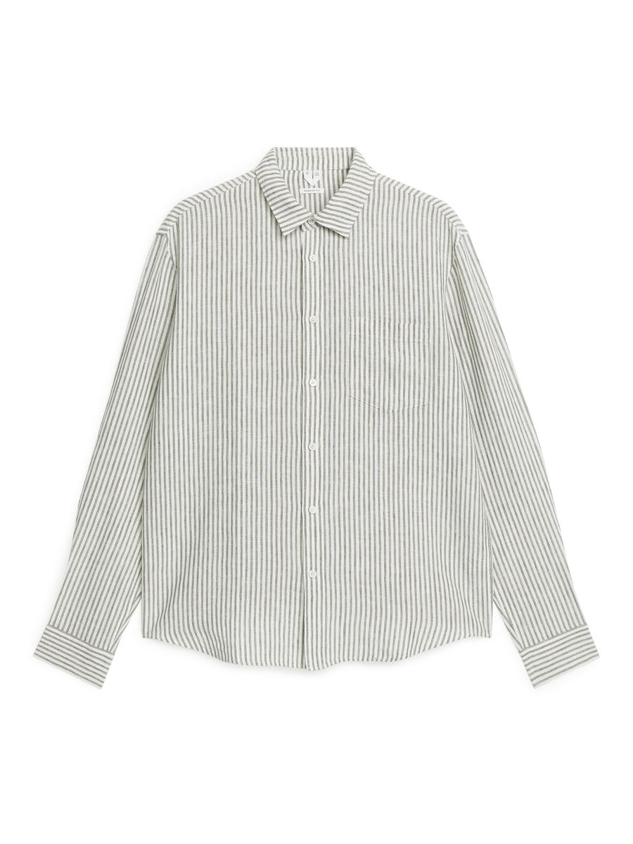 Regular-Fit Linen Shirt-#7C7C6E-494