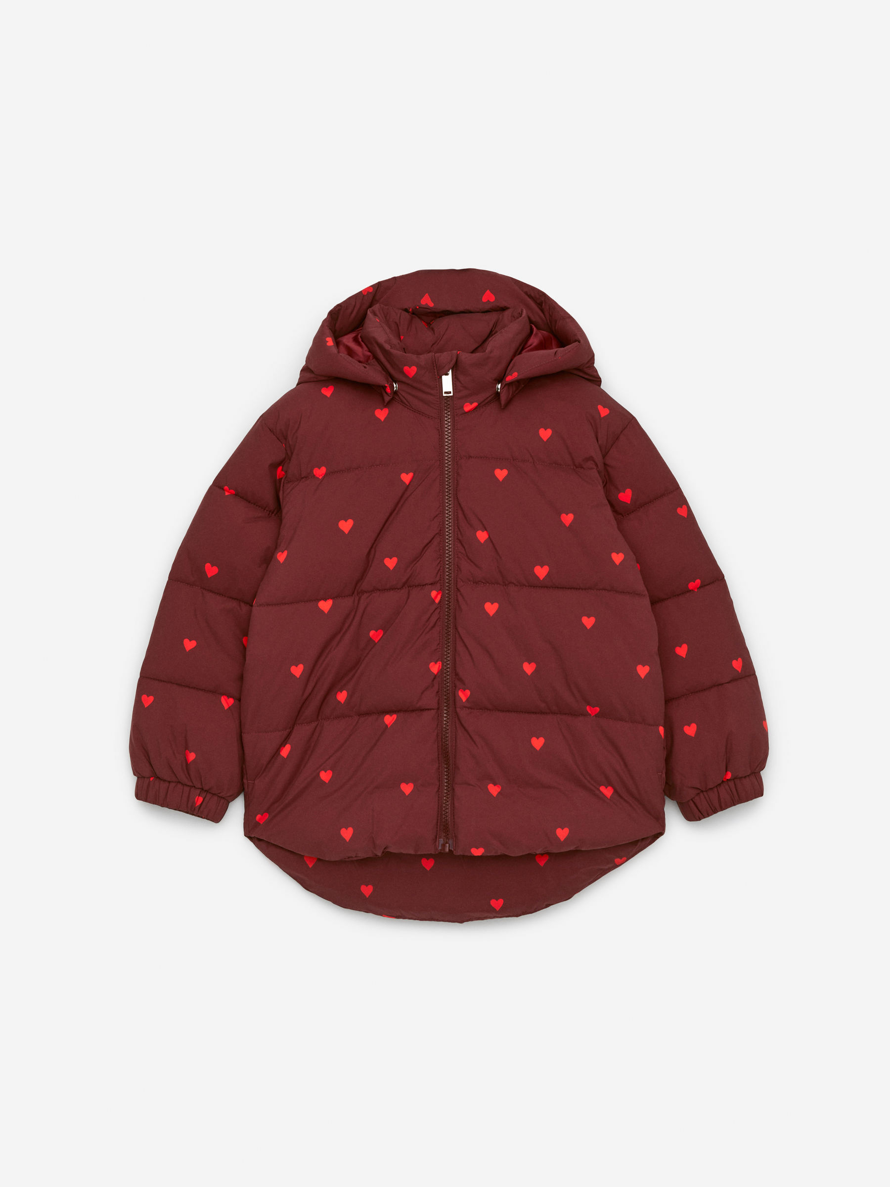 Print Puffer Jacket - Burgundy/Hearts - Regular fit - Children - StillMedia/DescriptiveStillLife - 1