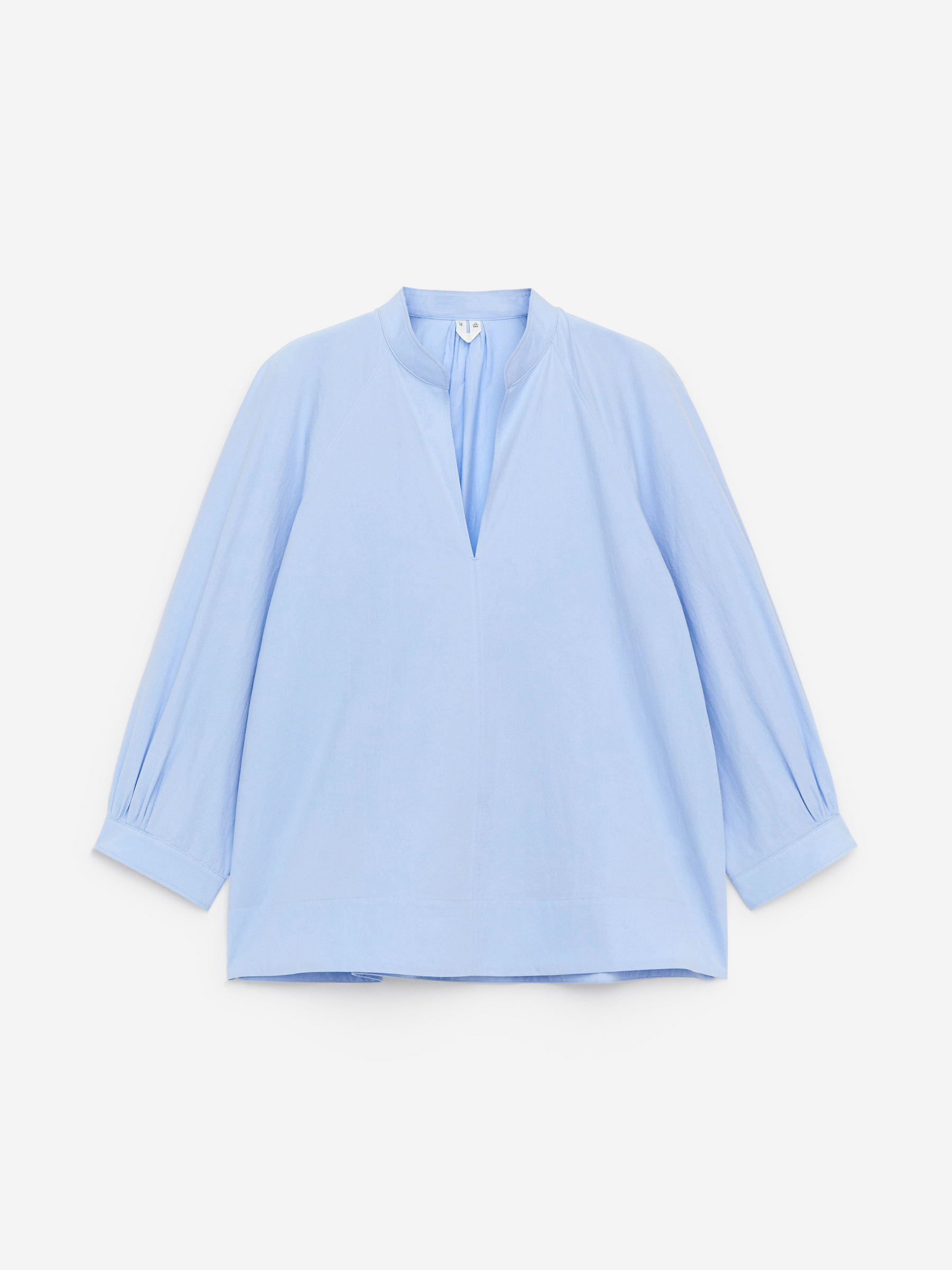 V-Neck Cotton Blouse-#A3BBE0-15798