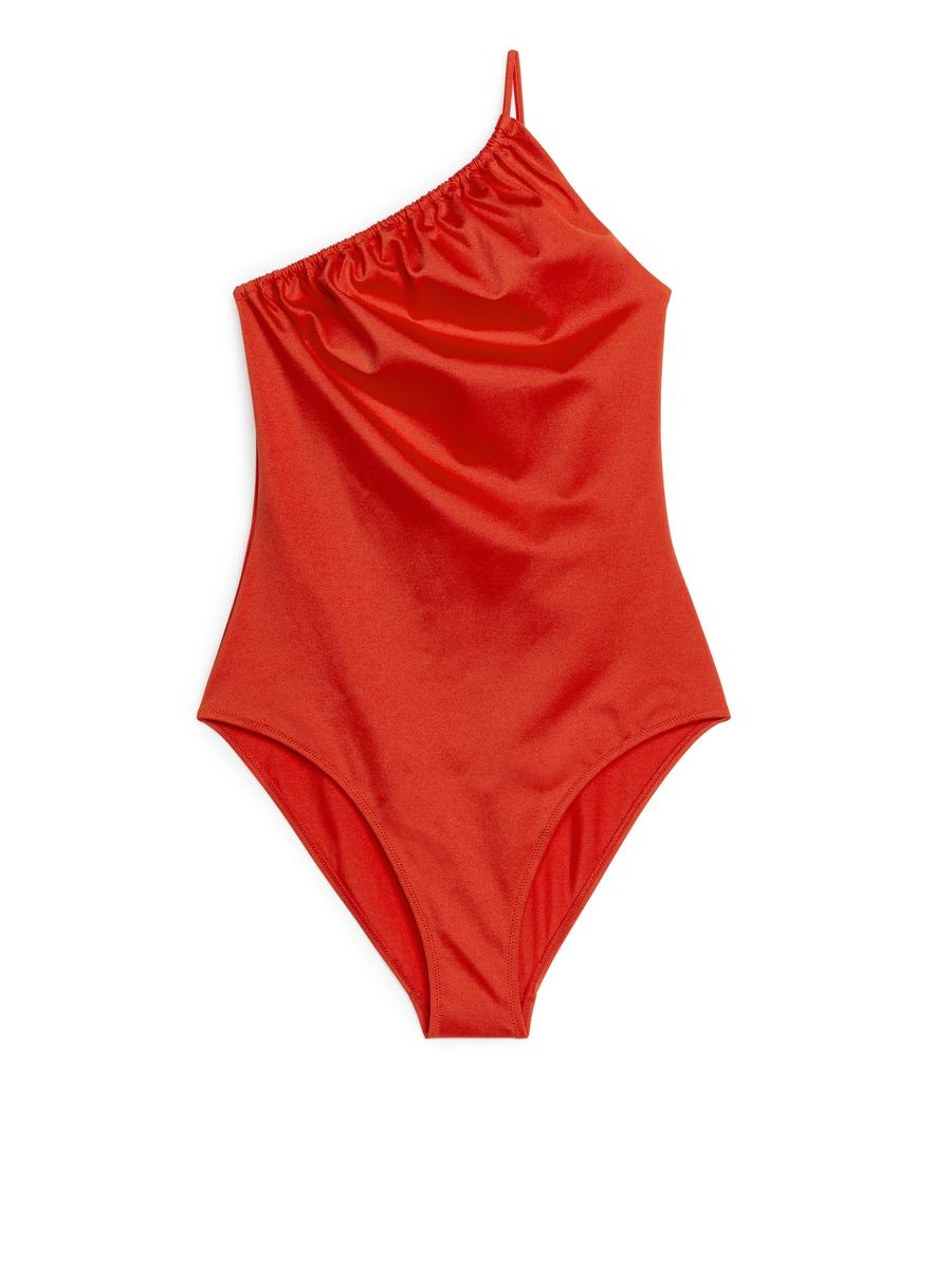 One-Shoulder Swimsuit - Red - Women - 1141365001