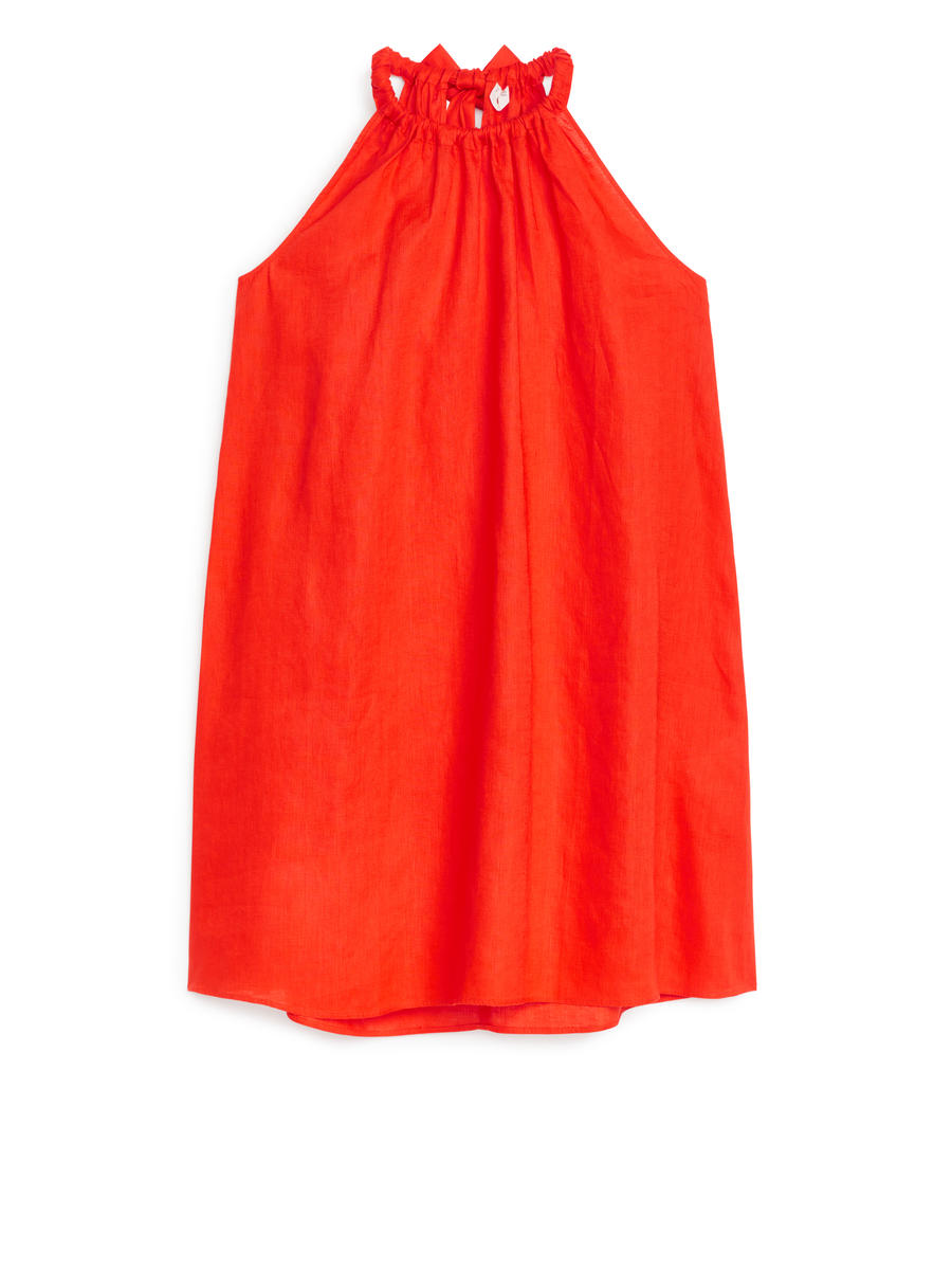 Bow Linen Dress - Orange - Loose fit - Women - 1236326001