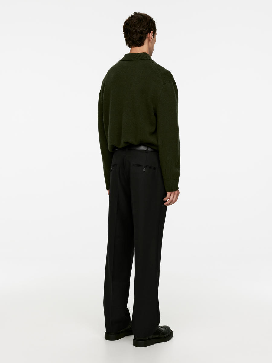 Wide Wool Trousers - Black - Regular fit - Men - 1092741003