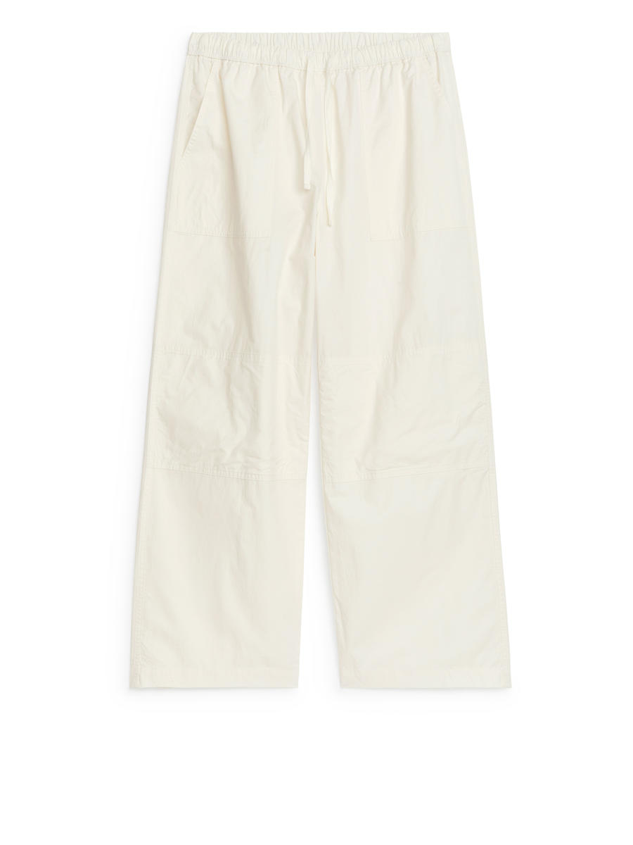 Washed Cotton Trousers-#F4F3E9-7805