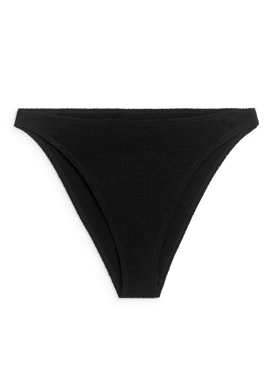 High-Waist Textured Bikini Briefs-#272628-7924