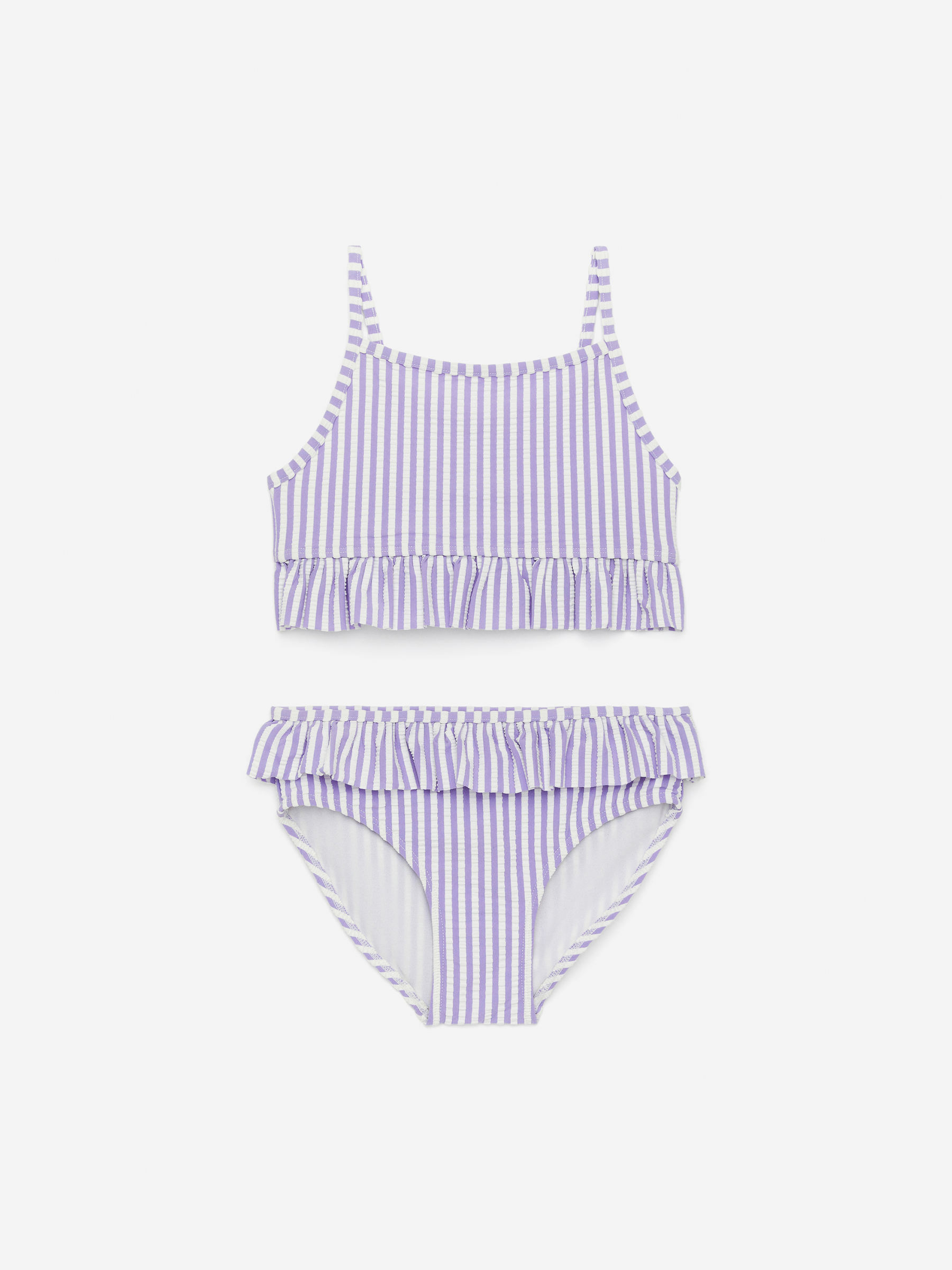 Seersucker Frill Bikini-Purple-15158