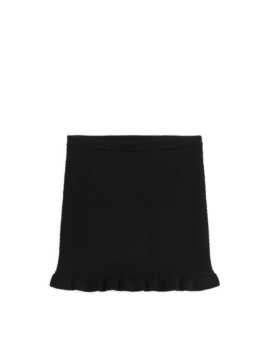 Knitted Frill Skirt-#272628-4260